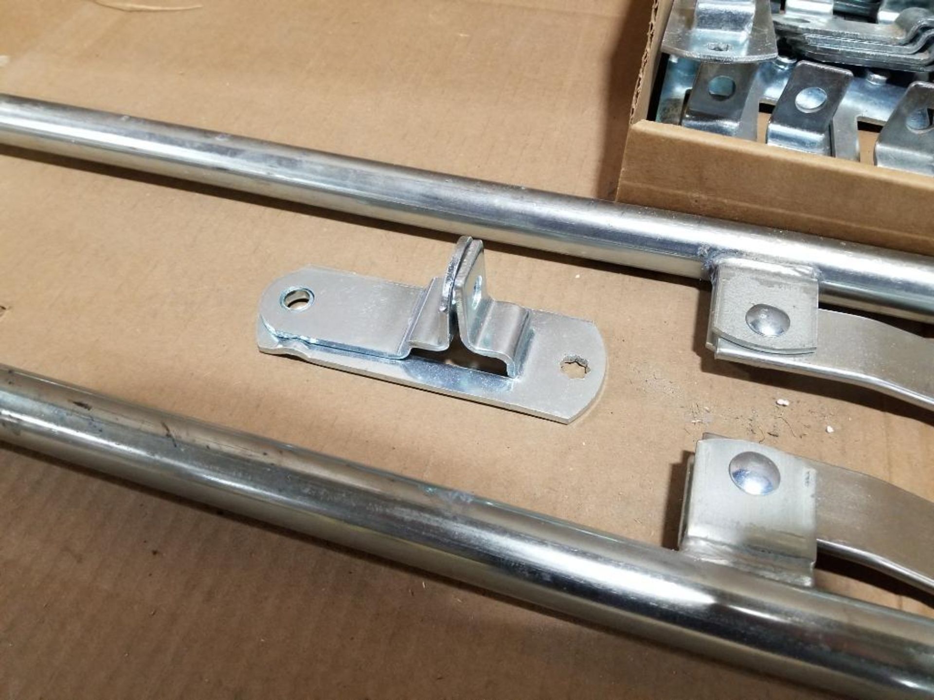 Qty 10 pairs - Door bar lock assembly with hardware. 72in overall length. - Image 4 of 7
