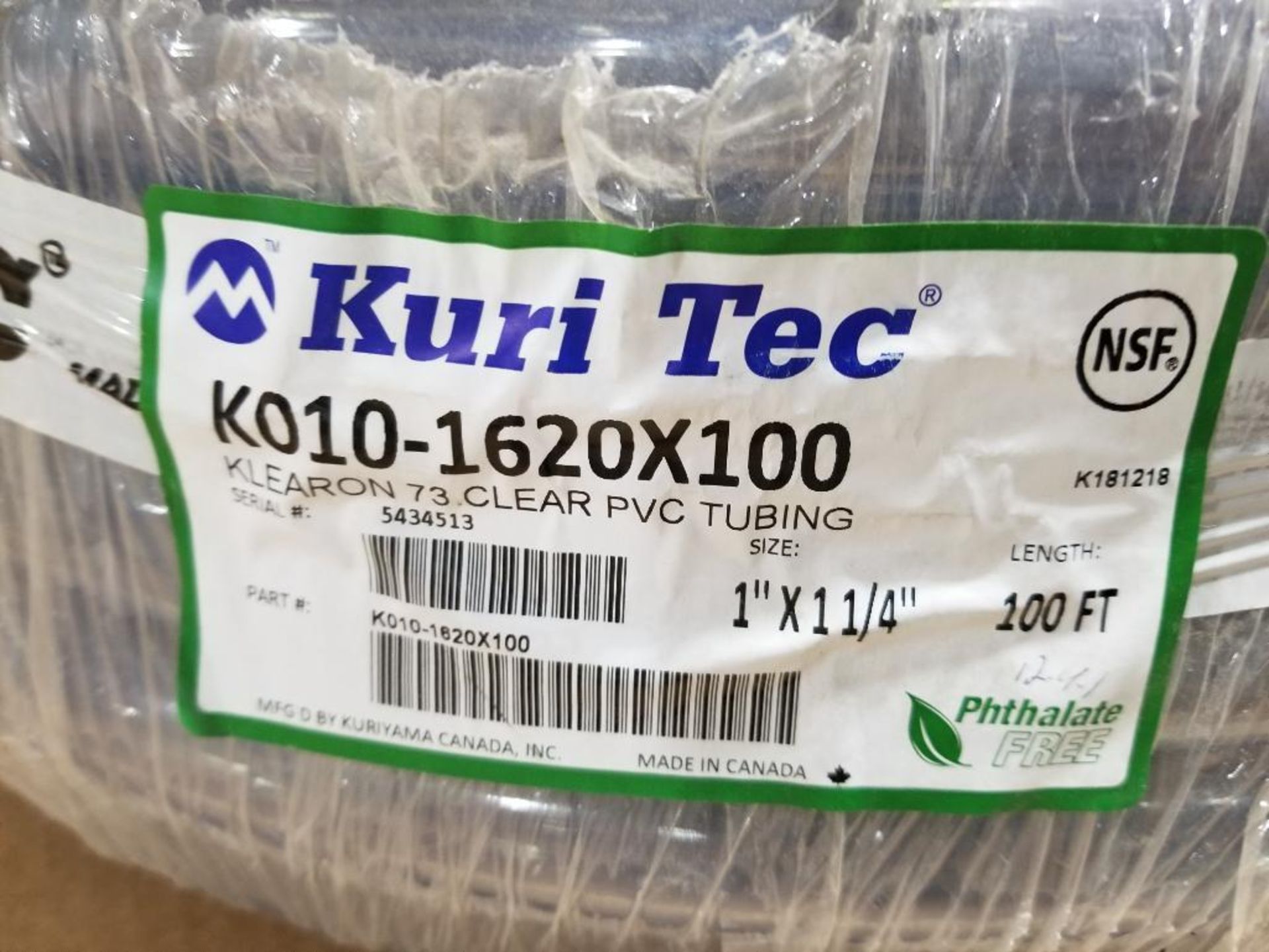 Qty 200 ft - Kuri-Tec clear PVC tubing. 1in x 1 1/4in. 2 boxes of 100ft. Part number K010-1620X100. - Image 3 of 6
