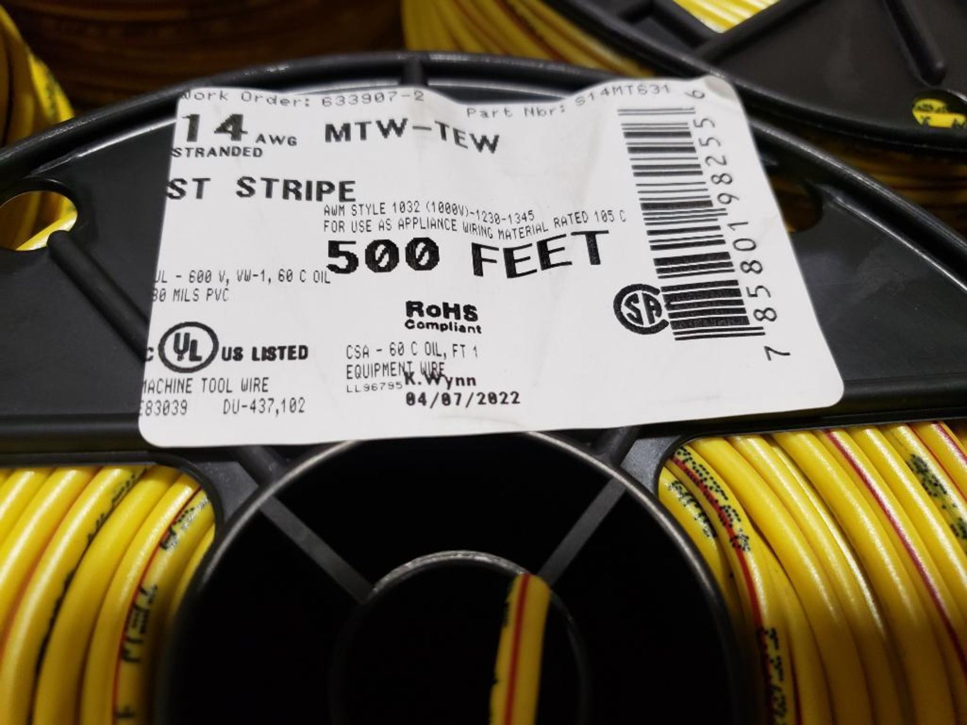 Qty 2000ft - Alan Wire 14awg yellow / red wire. 4 rolls of 500ft. - Image 3 of 4