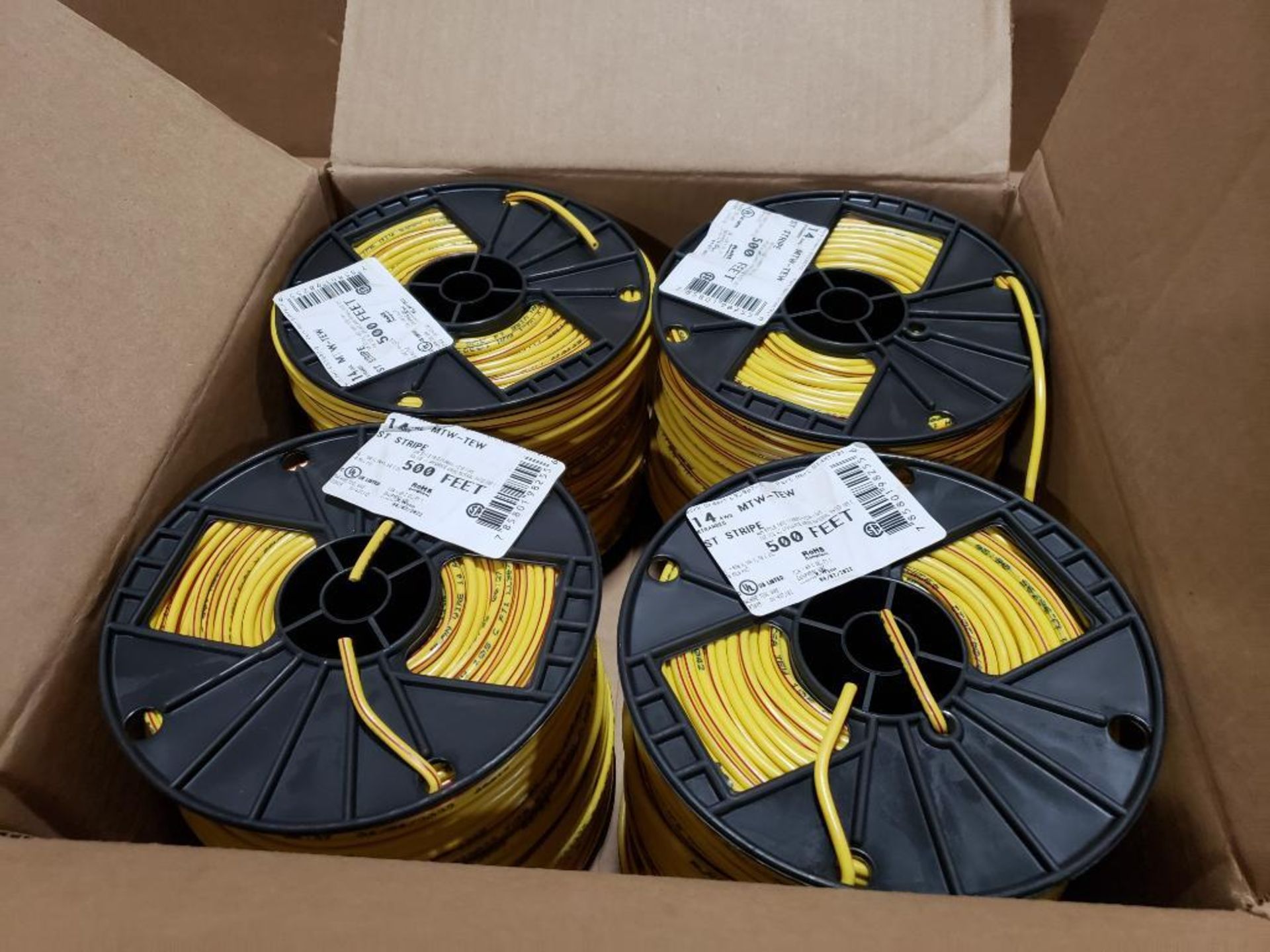 Qty 2000ft - Alan Wire 14awg yellow / red wire. 4 rolls of 500ft.
