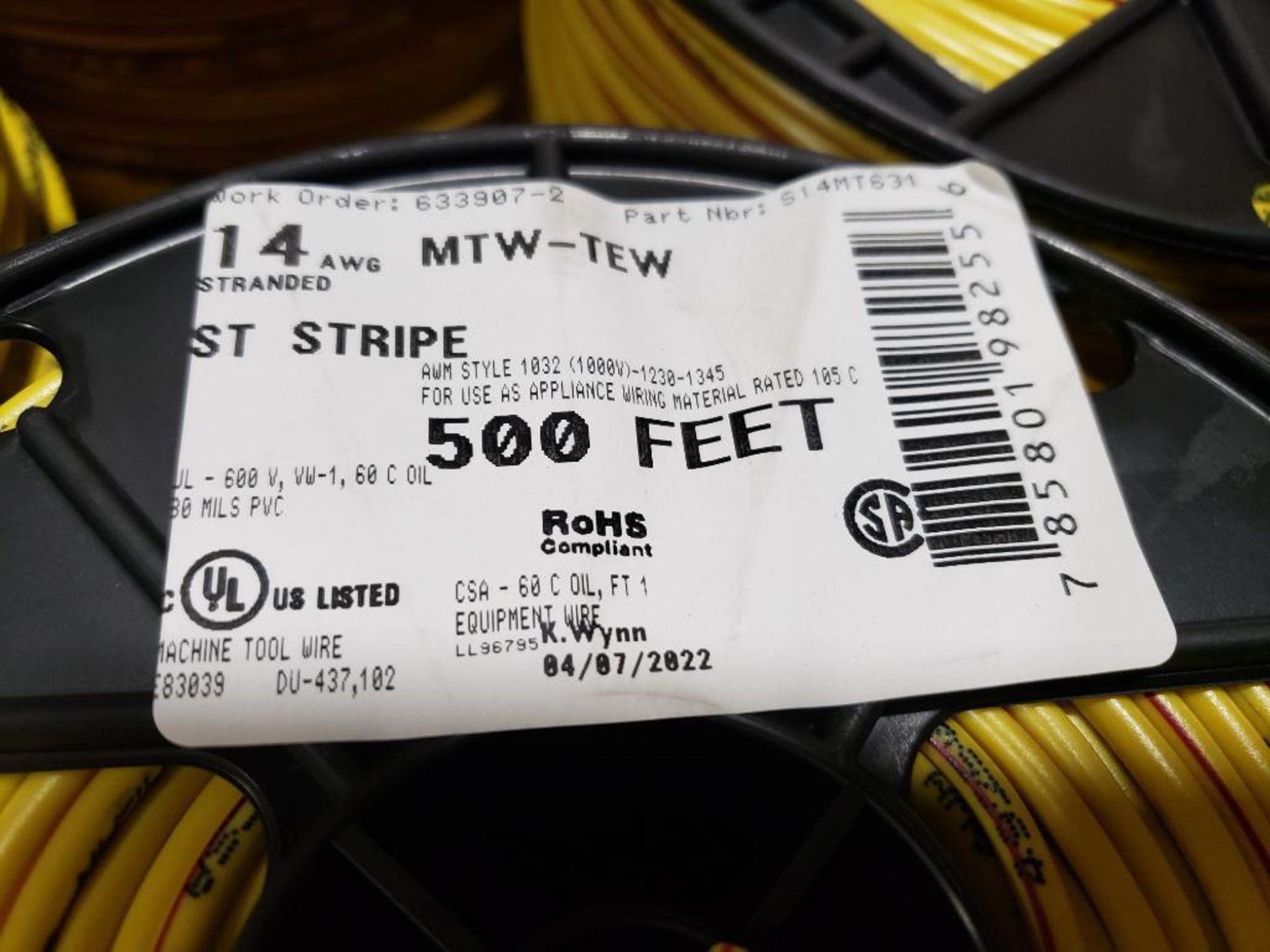 Qty 2000ft - Alan Wire 14awg yellow / red wire. 4 rolls of 500ft. - Image 3 of 5