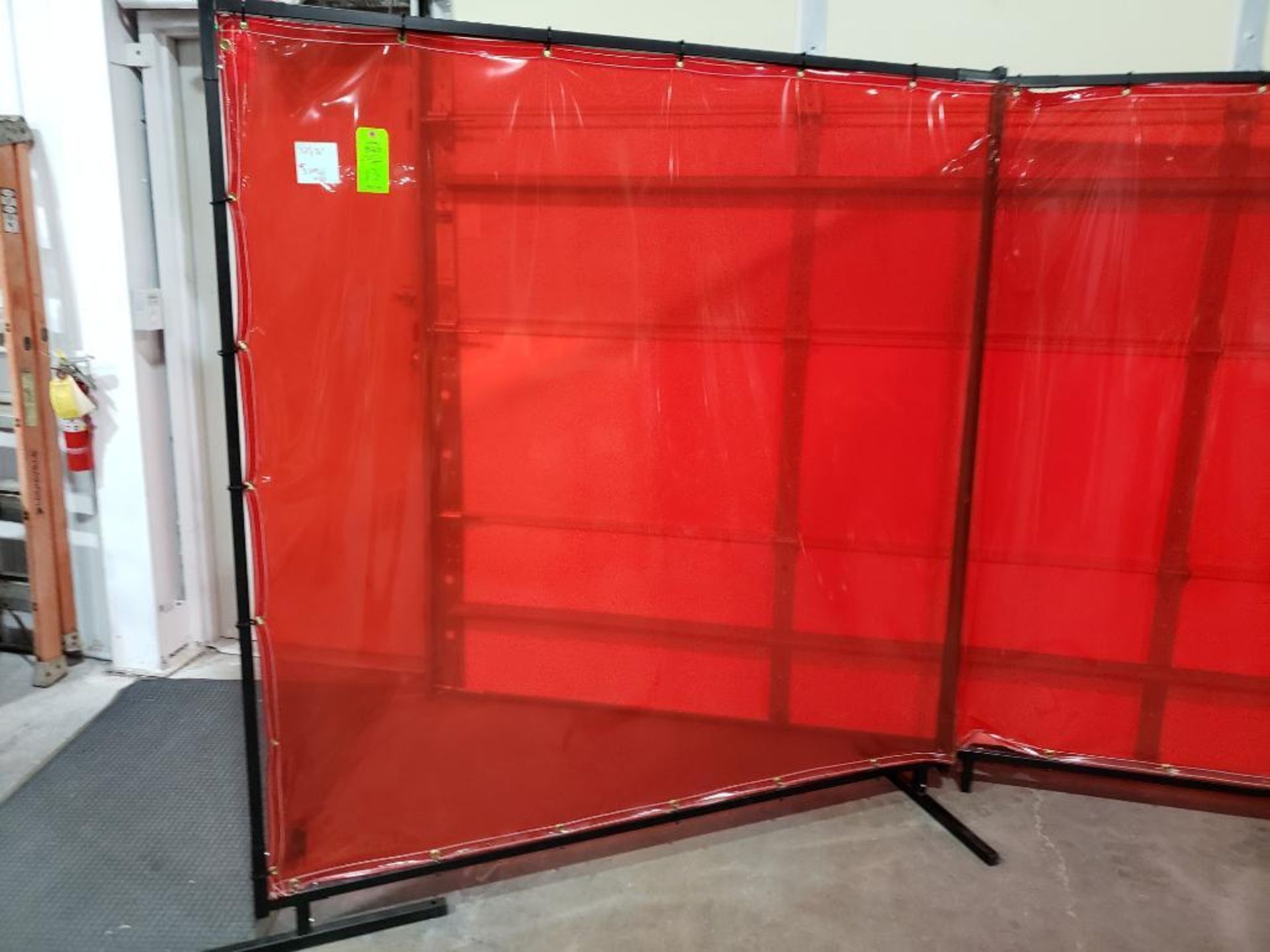 Welding curtain set. 3 sections 72in x 76in. Includes 4 total support legs. - Image 2 of 5