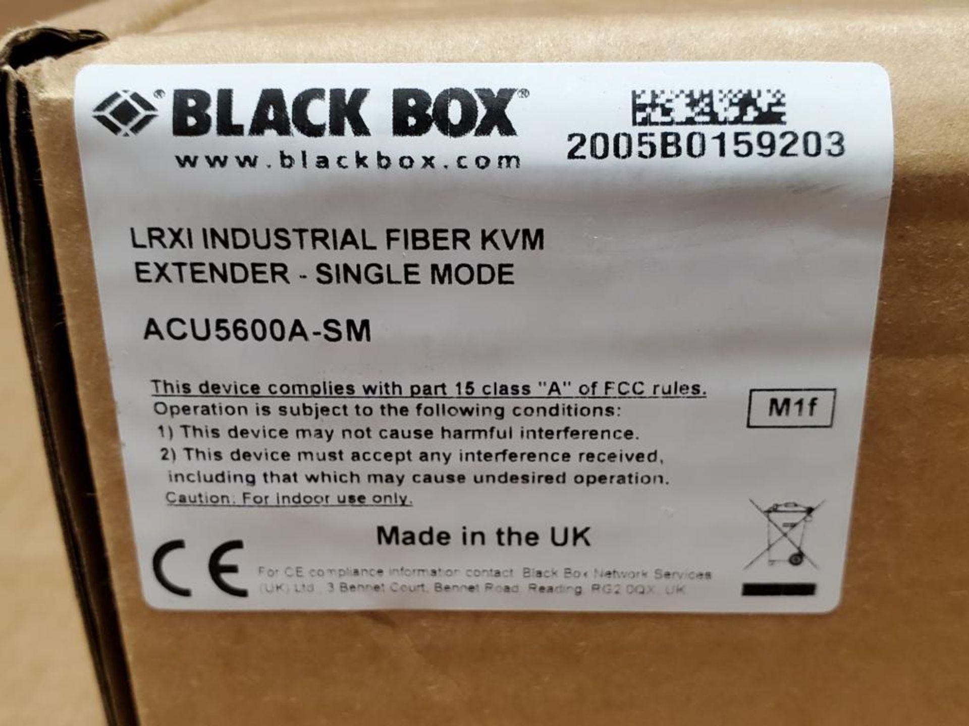Black Box LRXI Industrial Fiber KVM extender. Part number ACU5600A-SM. - Image 2 of 3