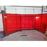 Welding curtain set. 3 sections 72in x 76in. Includes 4 total support legs.
