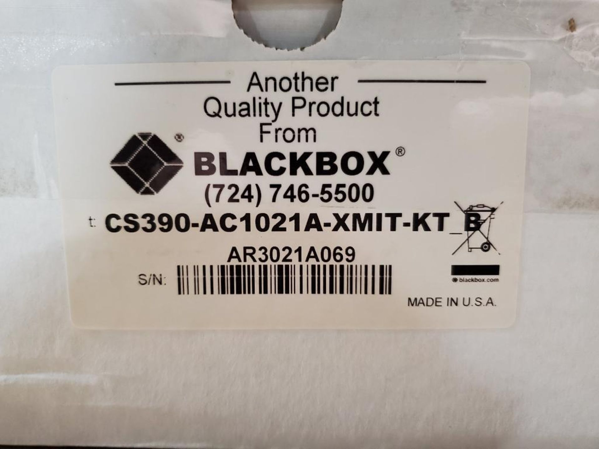 Black Box fiber emitter receiver kit. AC1021A. Part number AC1021A-REC and CS390-AC1021A-XMIT-KT. - Image 3 of 4