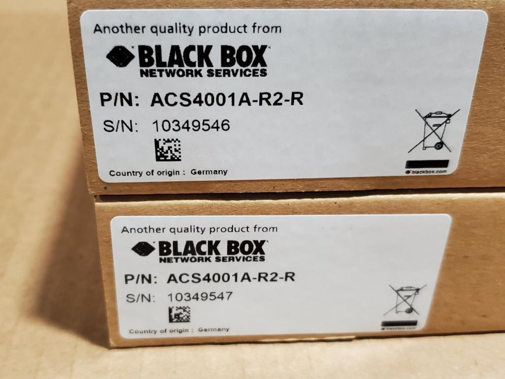 Qty 2 - Black Box. Part number ACS4001A-R2-R. - Image 2 of 3