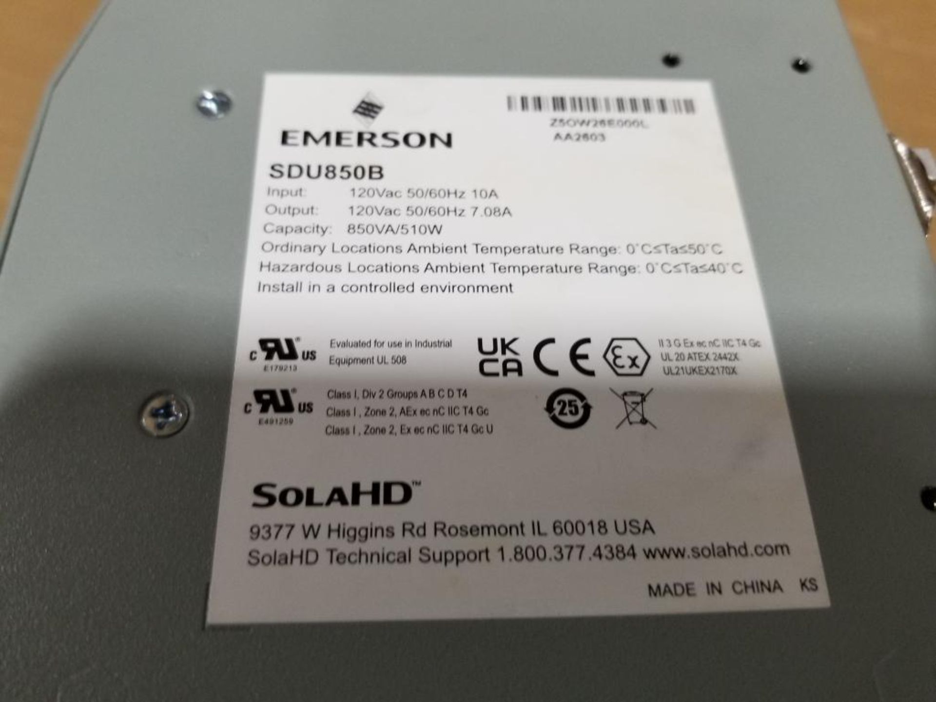 Emerson Sola HD industrial UPS. Part number SDU850B. - Image 4 of 5