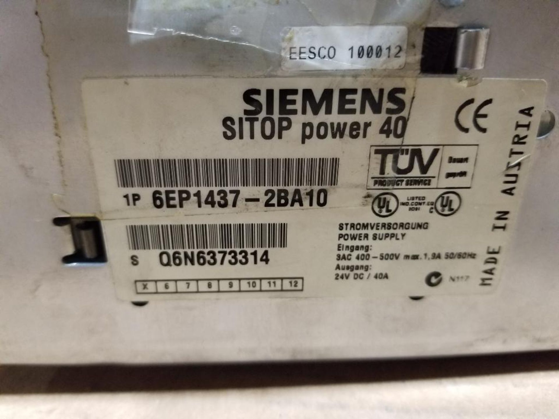 Siemens power supply. Part number 6EP1437-2BA10. - Image 3 of 4