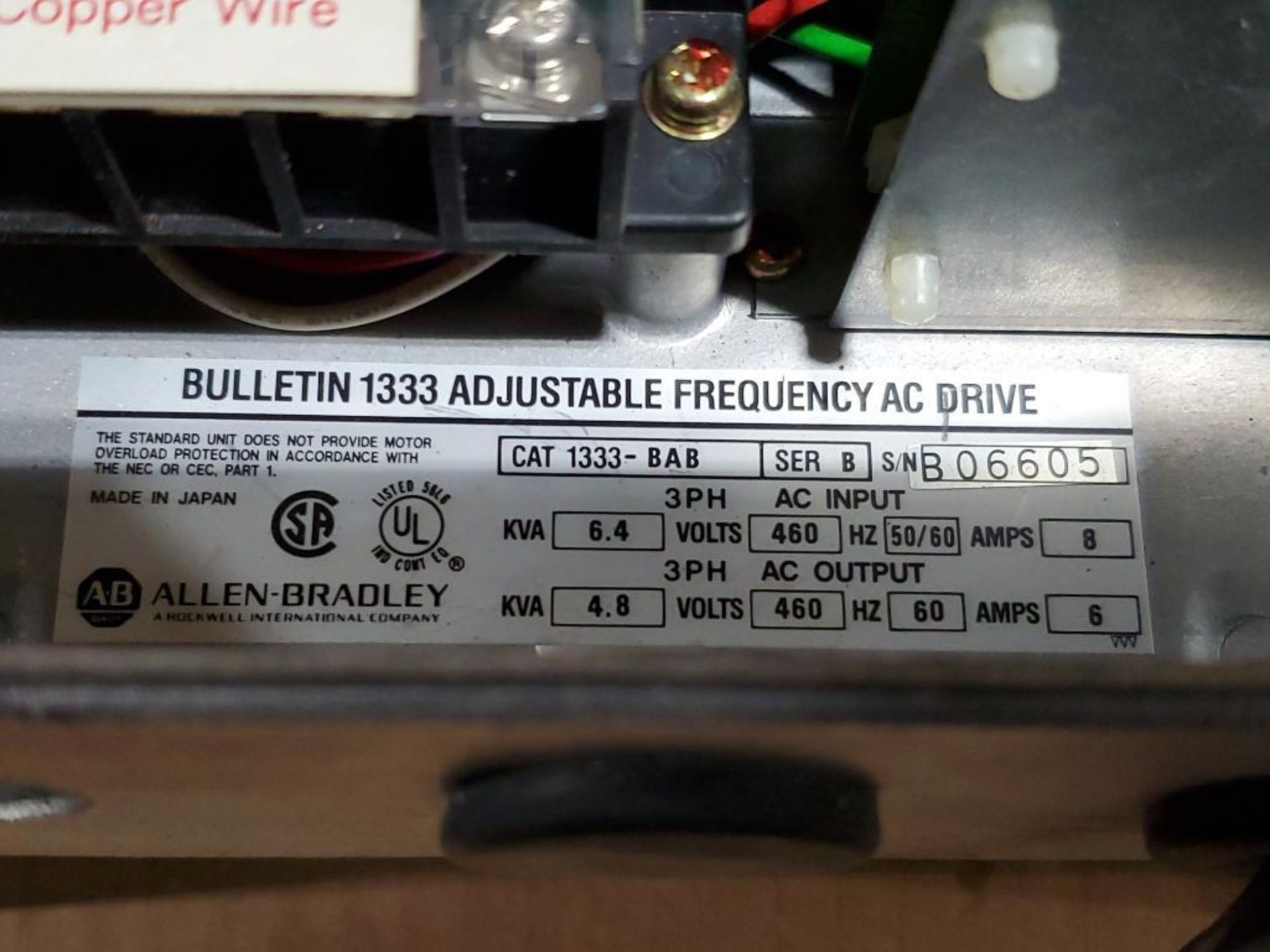 Allen Bradley adjustable frequency AC motor drive. CAT 1333-BAB. - Image 5 of 7