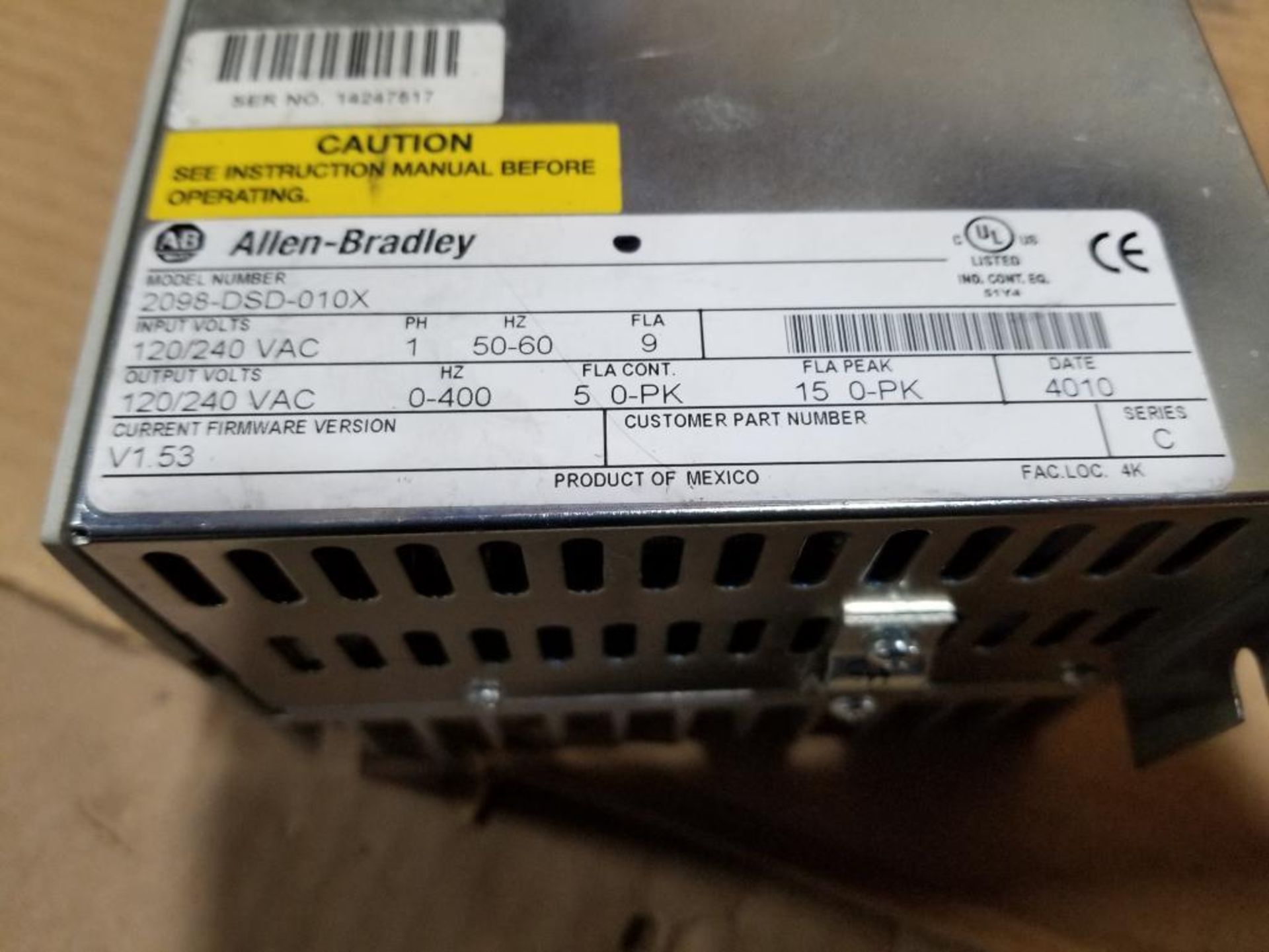 Allen Bradley 2098-DS010X servo drive. - Bild 3 aus 3