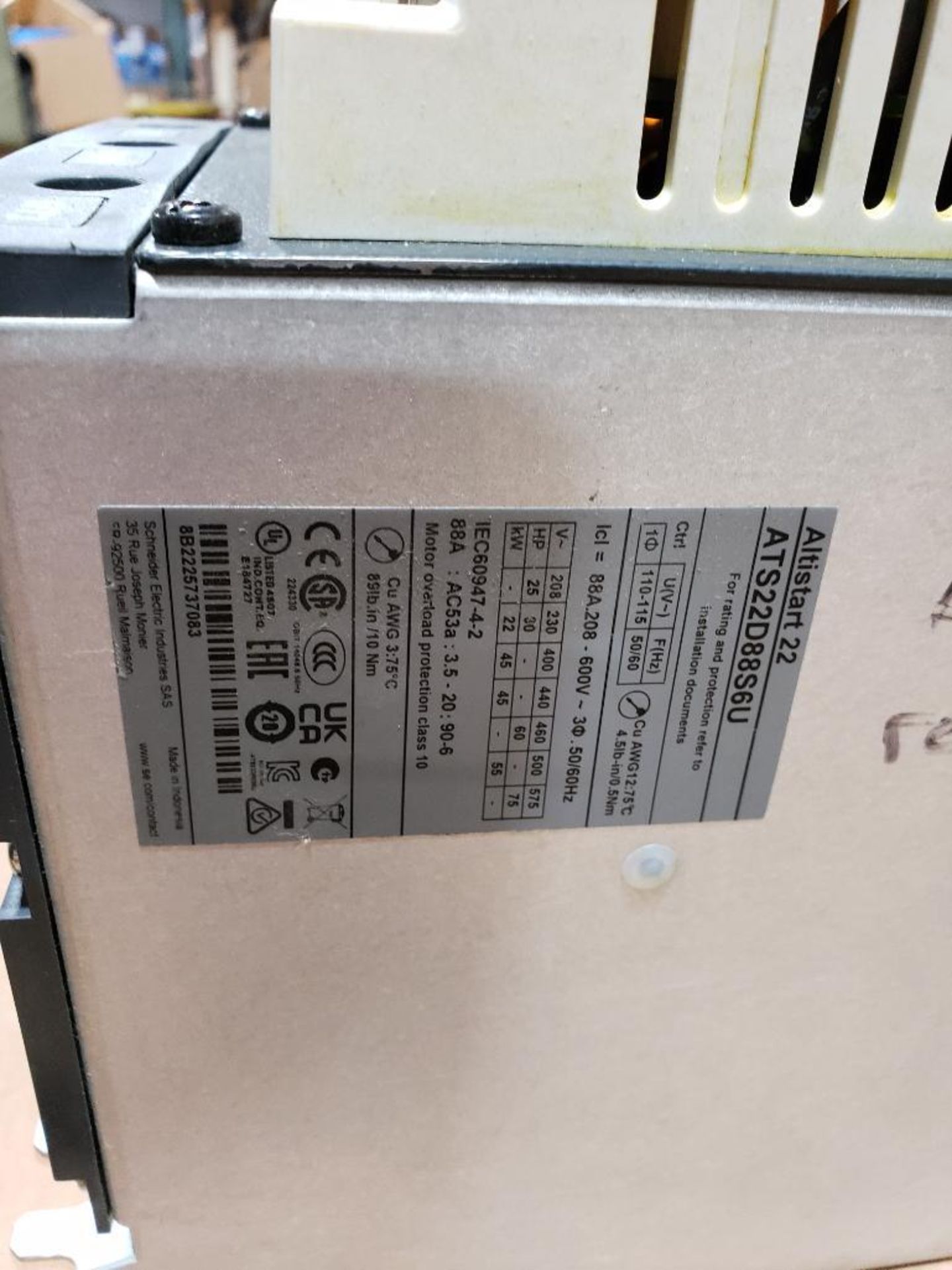 *Parts / Repairable* - Schneider Electric drive. Part number ATS22D88S6U. - Image 4 of 8