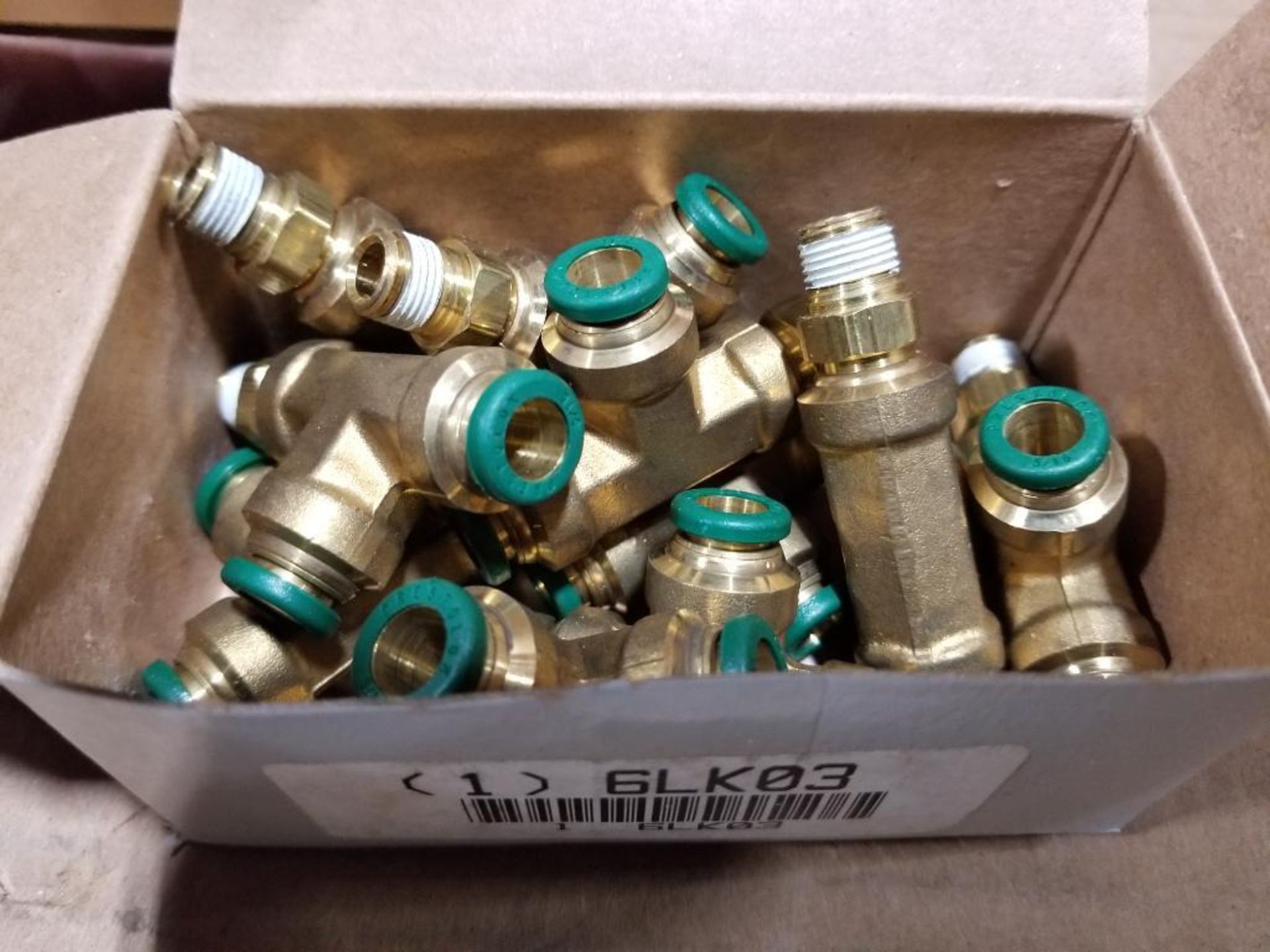 Qty 250 - Parker brass fittings. Part number 6LK15. 25 boxes of 10.