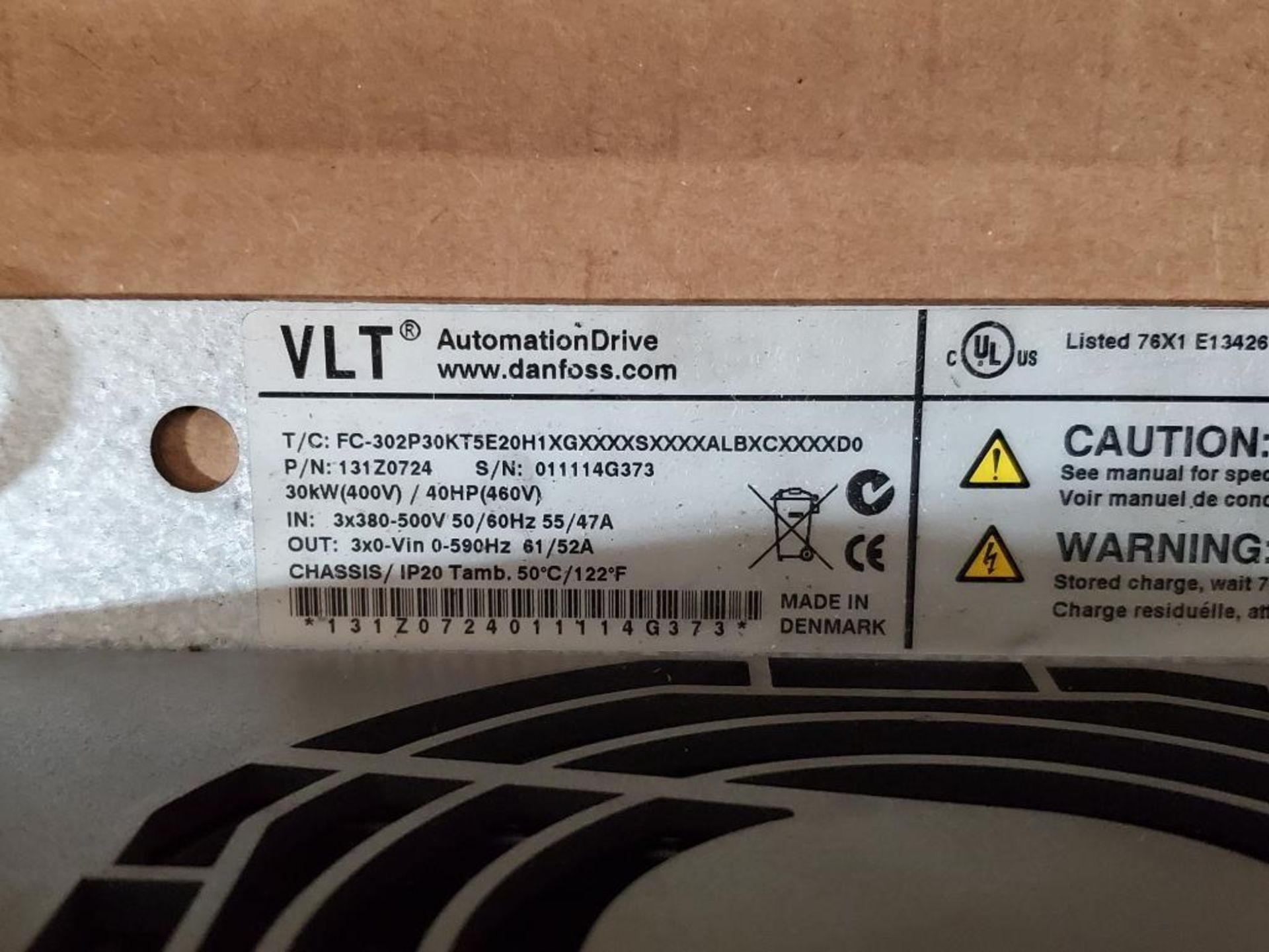 40HP Danfoss VLT AutomationDrive. P/N: 131Z0724. - Image 5 of 6