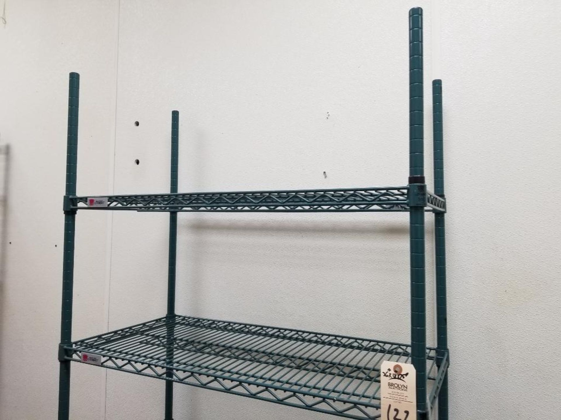 Green metal rack. 36" x 18" x 75". - Image 4 of 5