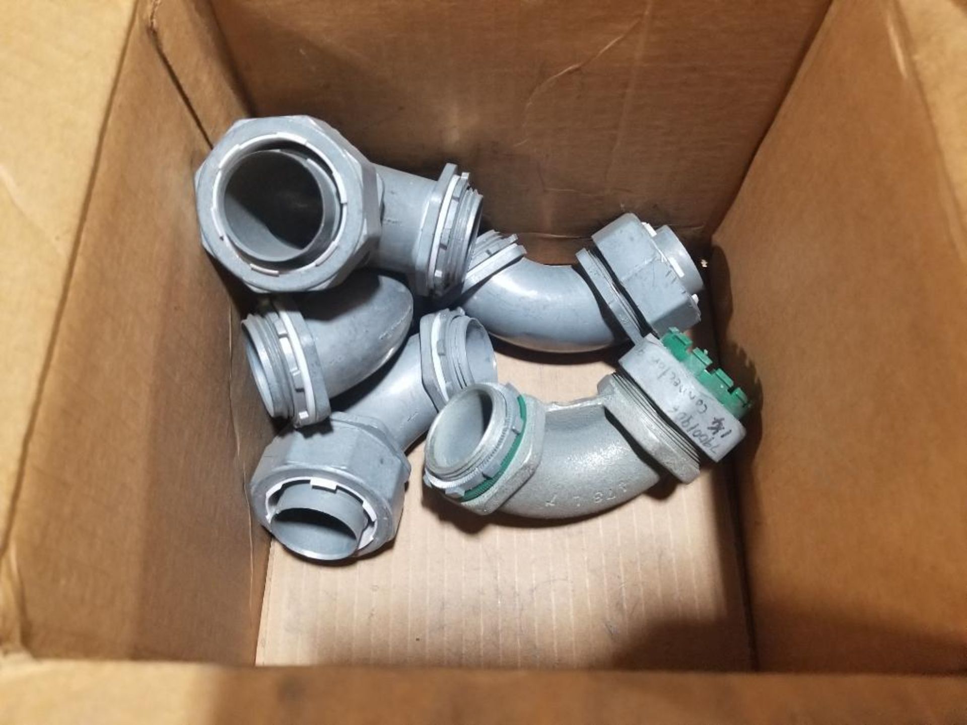 Square D 100 ampload center, bender, and assorted conduit fittings. - Image 2 of 7