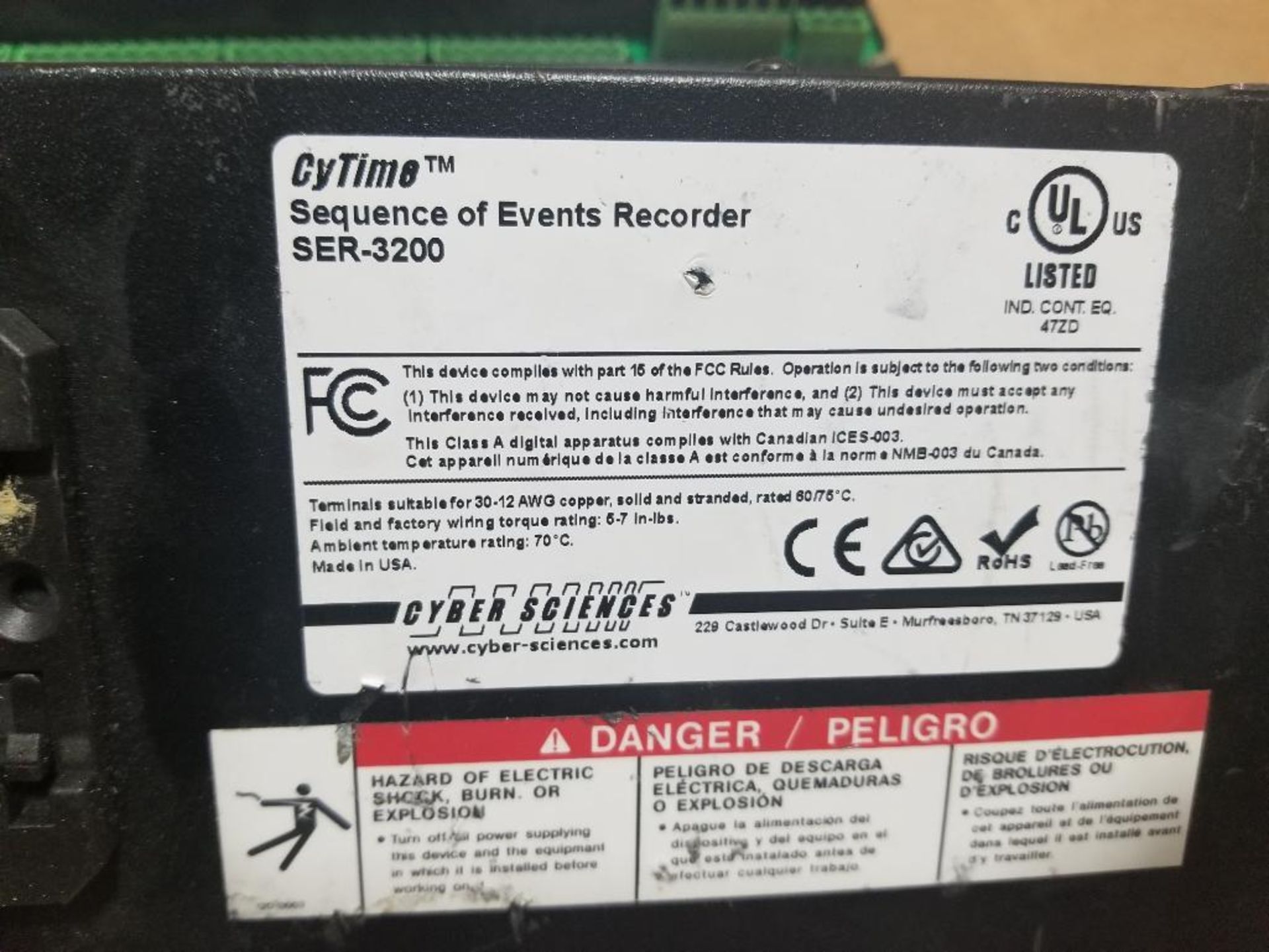 Qty 4 - Cyber Sciences event recorder. Part number SER-3200. - Image 5 of 8