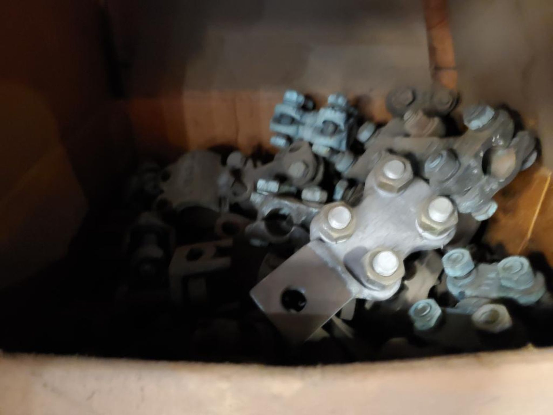 Contents of one shelf cubby - Large assortment of electrical lugs, fittings, and connectors. - Image 5 of 8