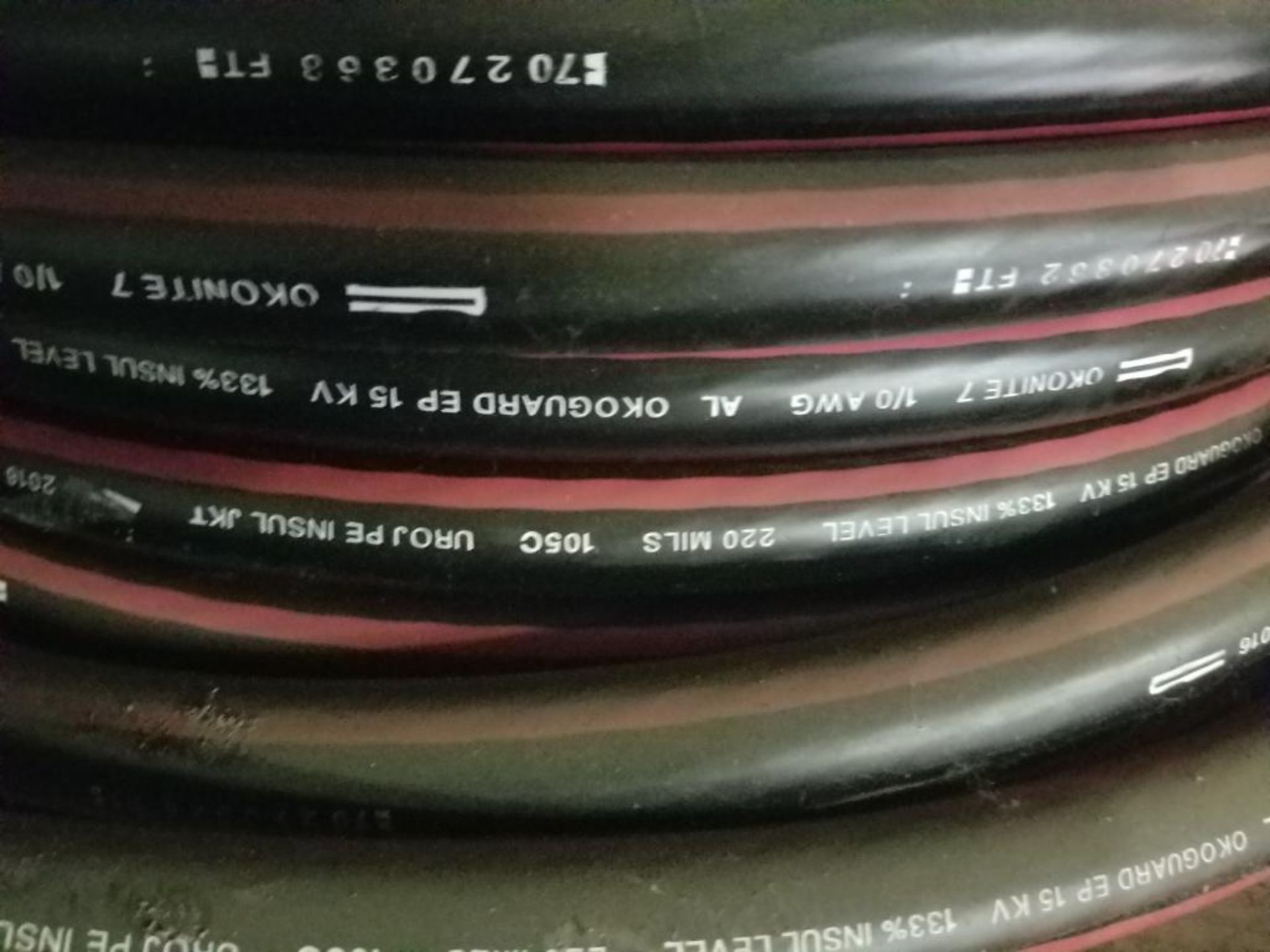 Spool of 15kV Okonite Okoguard wire . Model EPR-SC220-030. 15kV. Catalog 161-23-3072. - Image 2 of 4