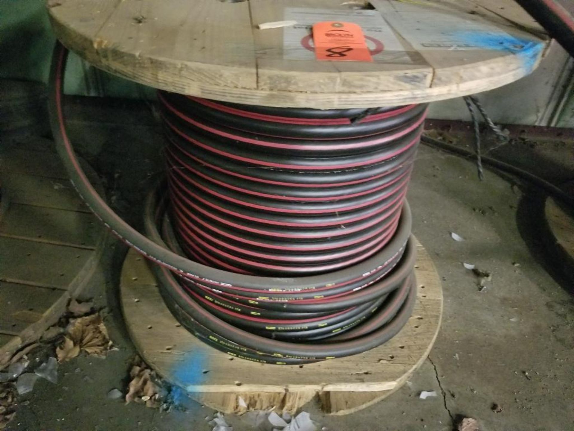 Spool of 15kV Okonite Okoguard wire . Model EPR-SC220-030. 15kV. Catalog 161-23-3072.