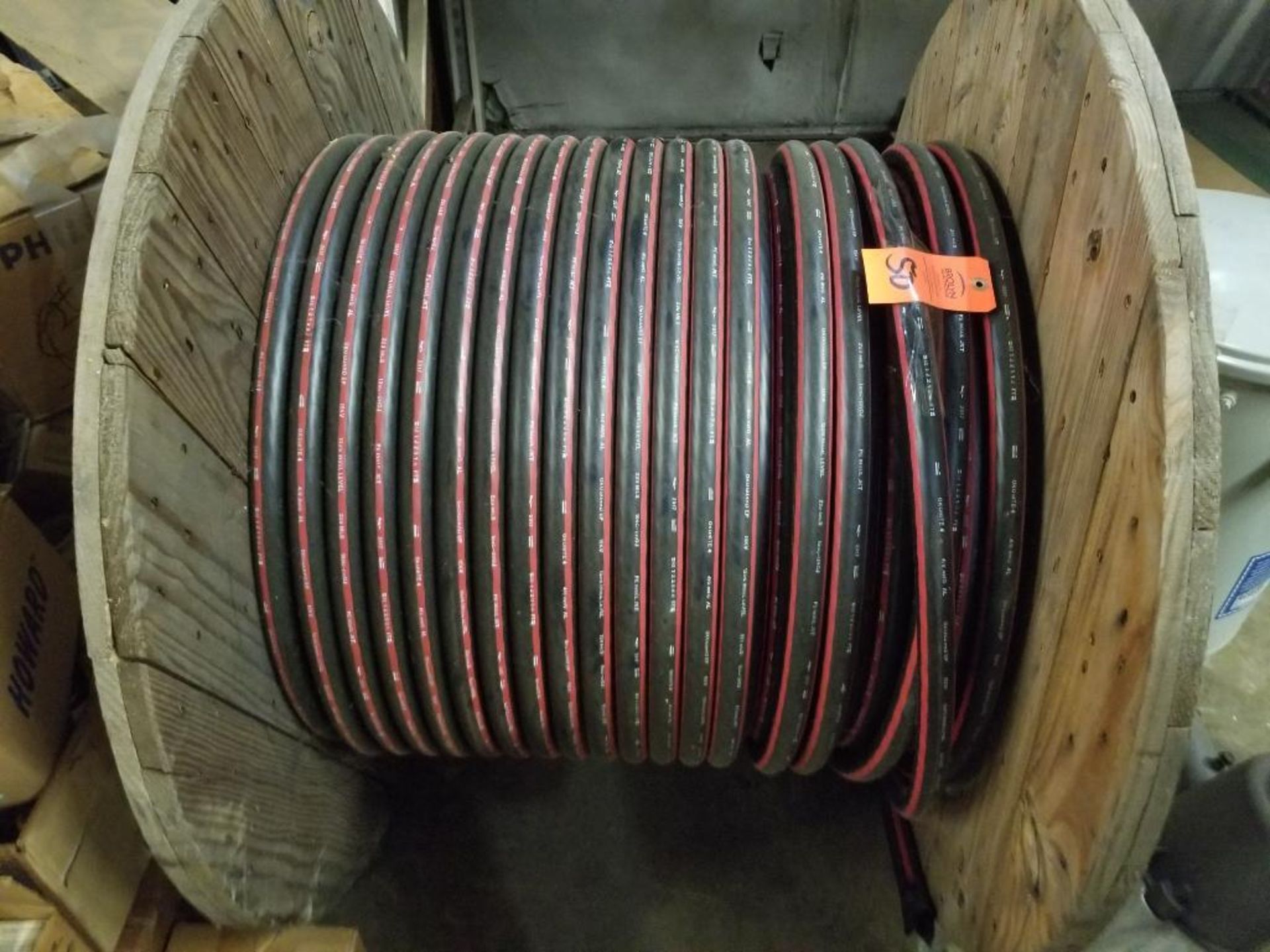 Spool of Okonite Okoguard wire . Model EPR-SC220-030. 15kV. Catalog 160-23-3081.