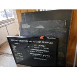 Assorted chalk boards and notice board. (some chalk boards are slate)