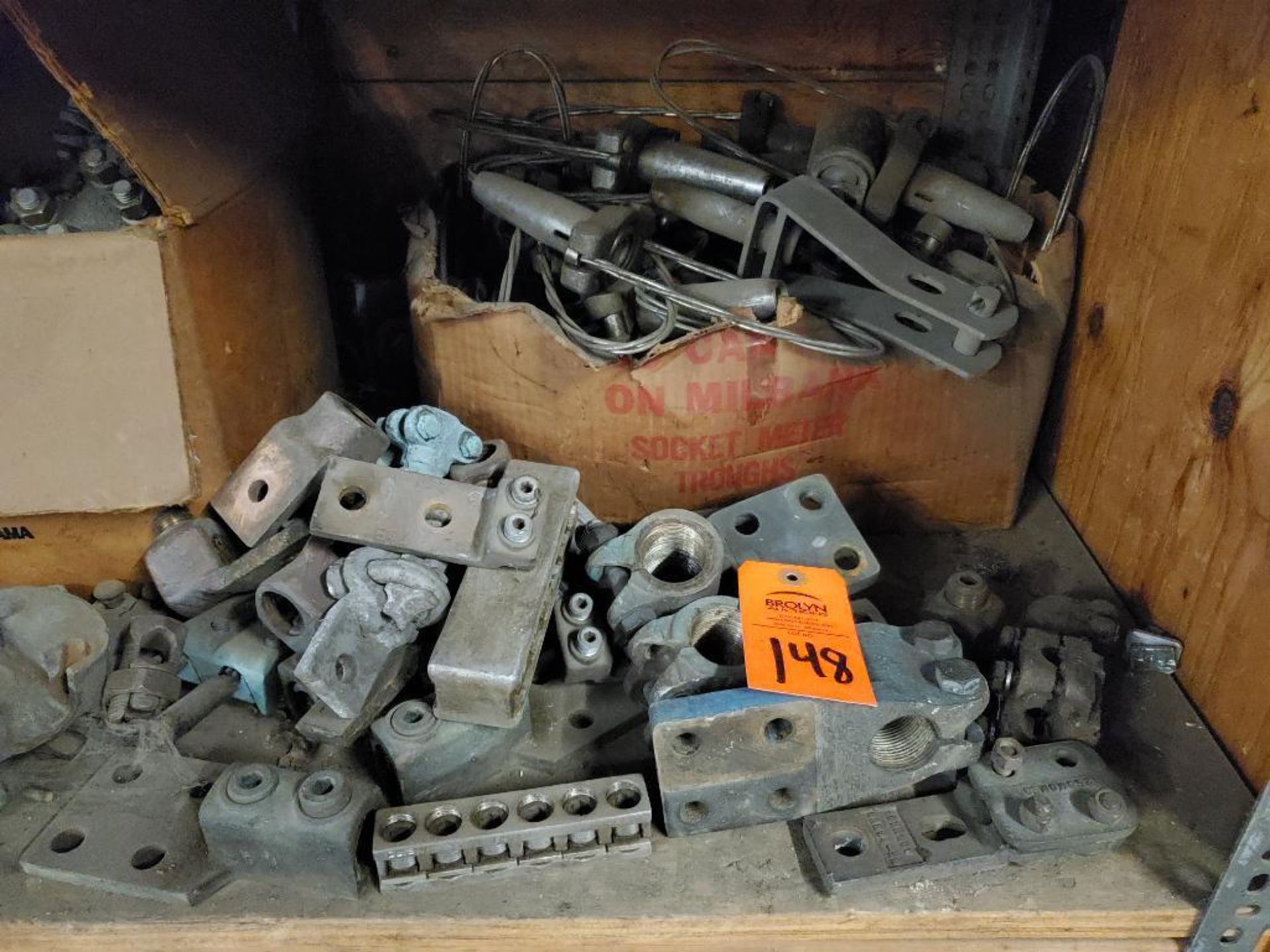 Contents of one shelf cubby - Large assortment of electrical lugs, fittings, and connectors. - Image 7 of 8