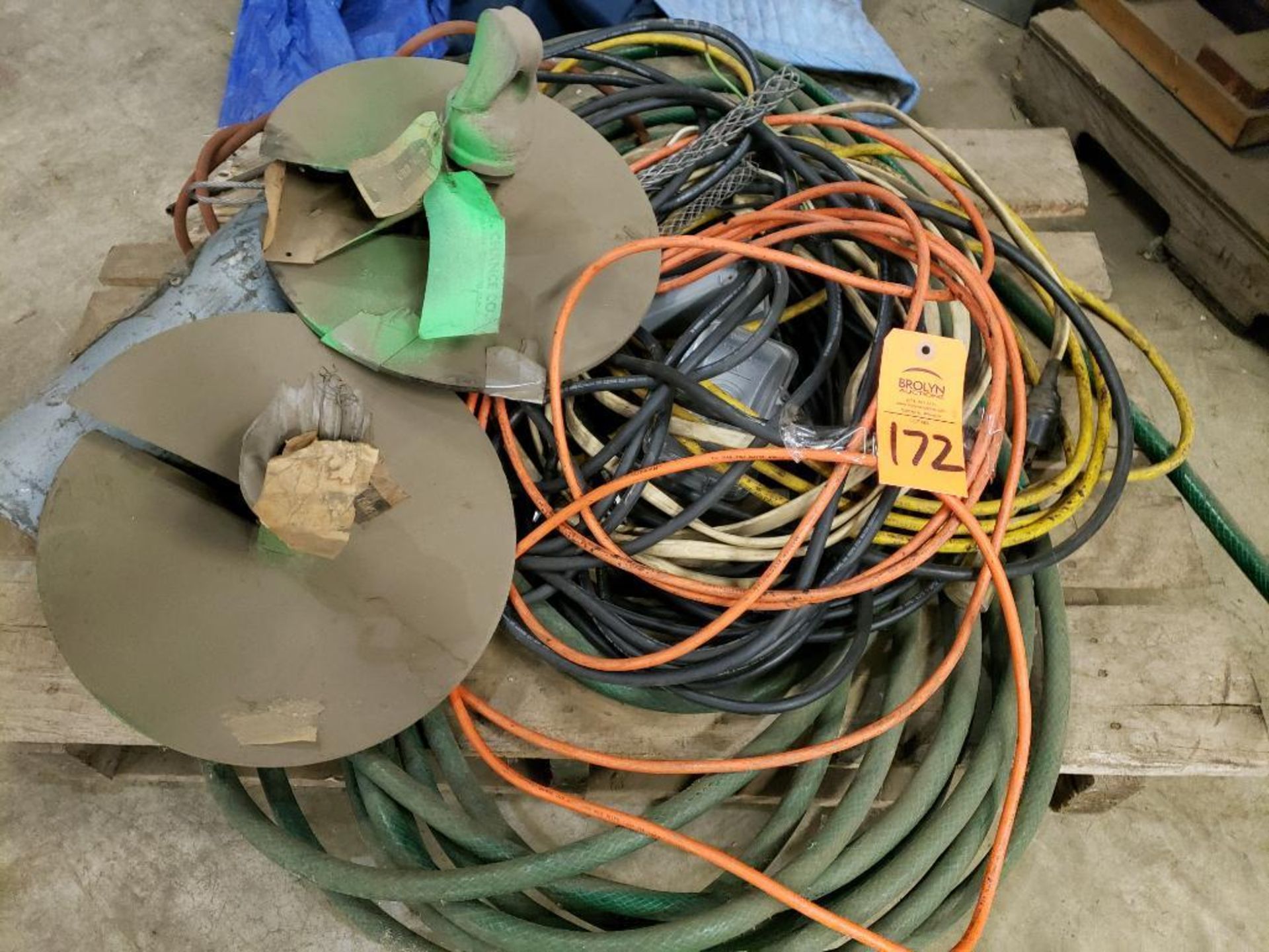 Pallet of assorted cords and hose.