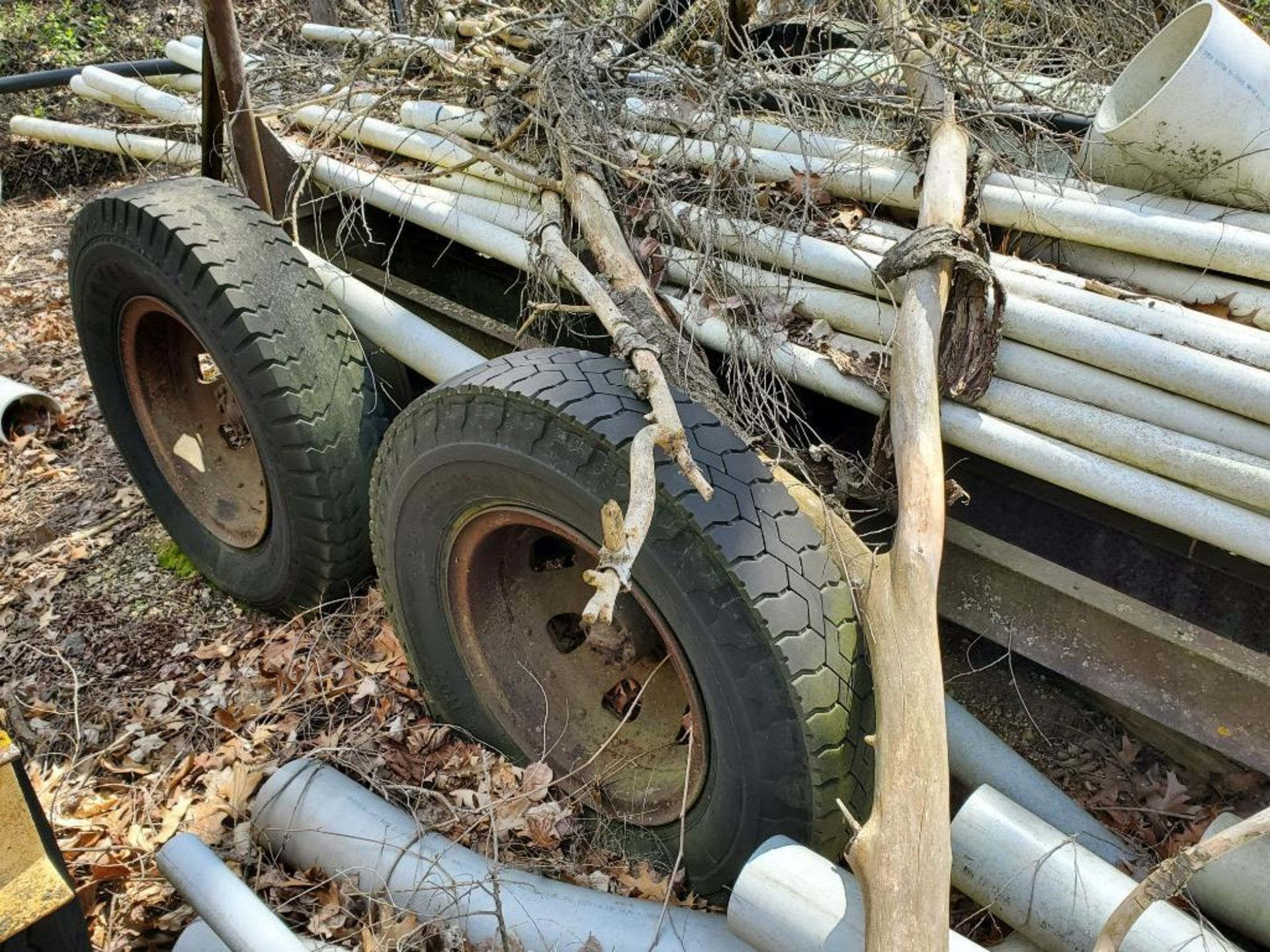 Pole trailer with contents of PVC pipe. (Sold with bill of sale only. No title included)