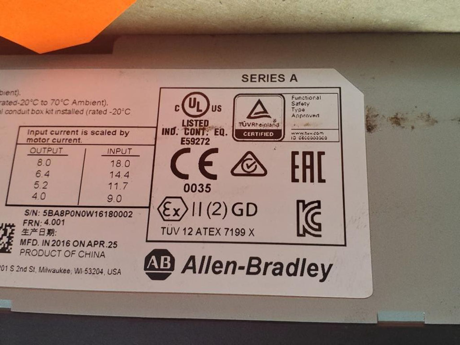 2HP Allen Bradley PowerFlex drive. 25B-A8P0N104. - Image 6 of 8
