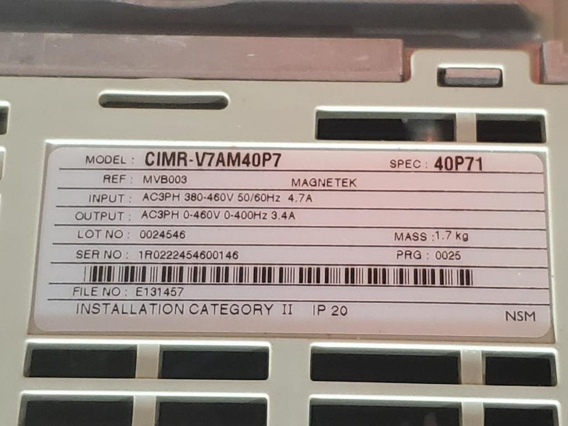 0.75kW Yaskawa GPD 315/V7 drive. CIMR-V7AM40P7. - Image 4 of 6