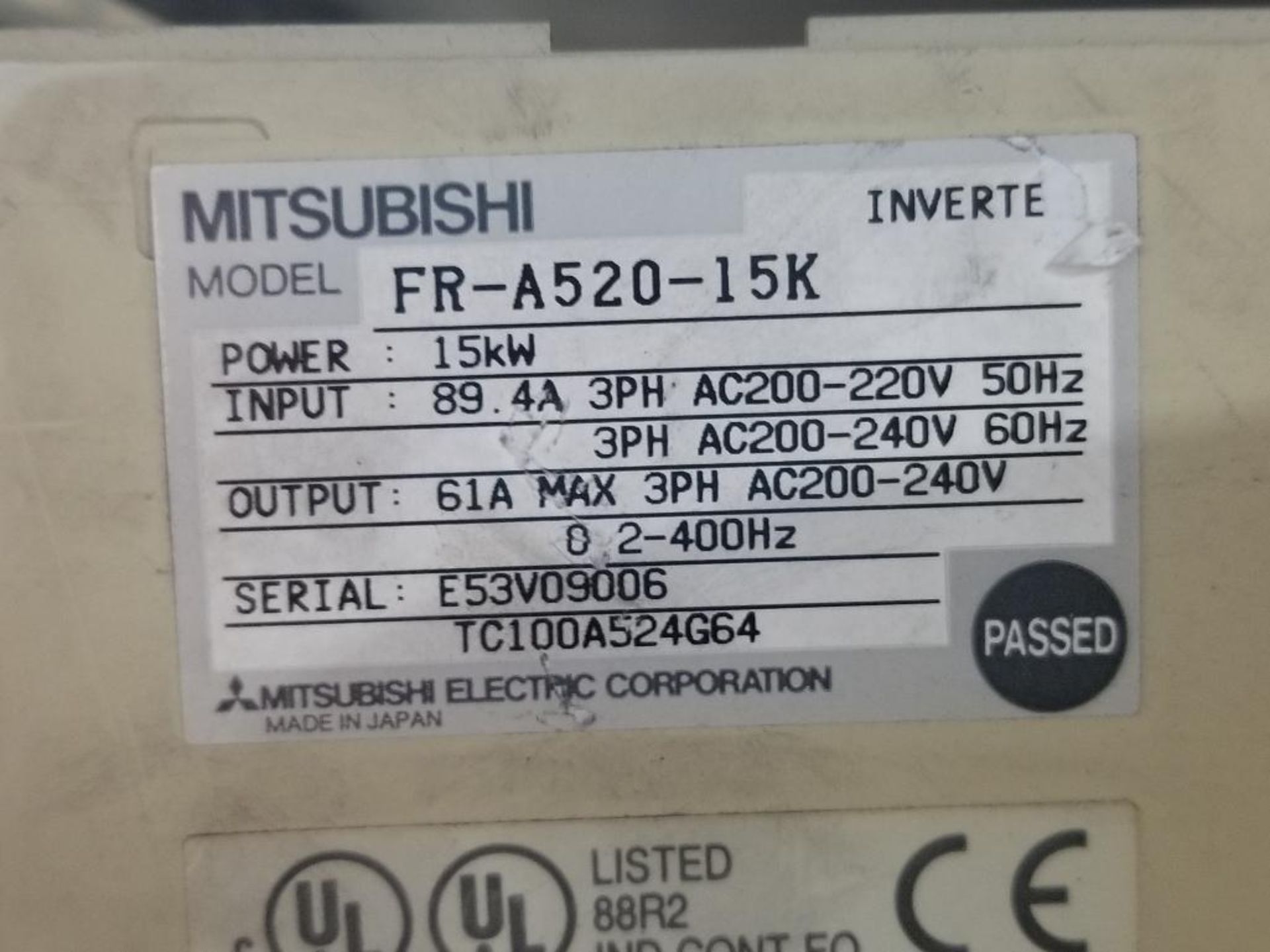15kW Mitsubishi Freqrol-A500 inverter drive. FR-A520-15K. - Image 7 of 7