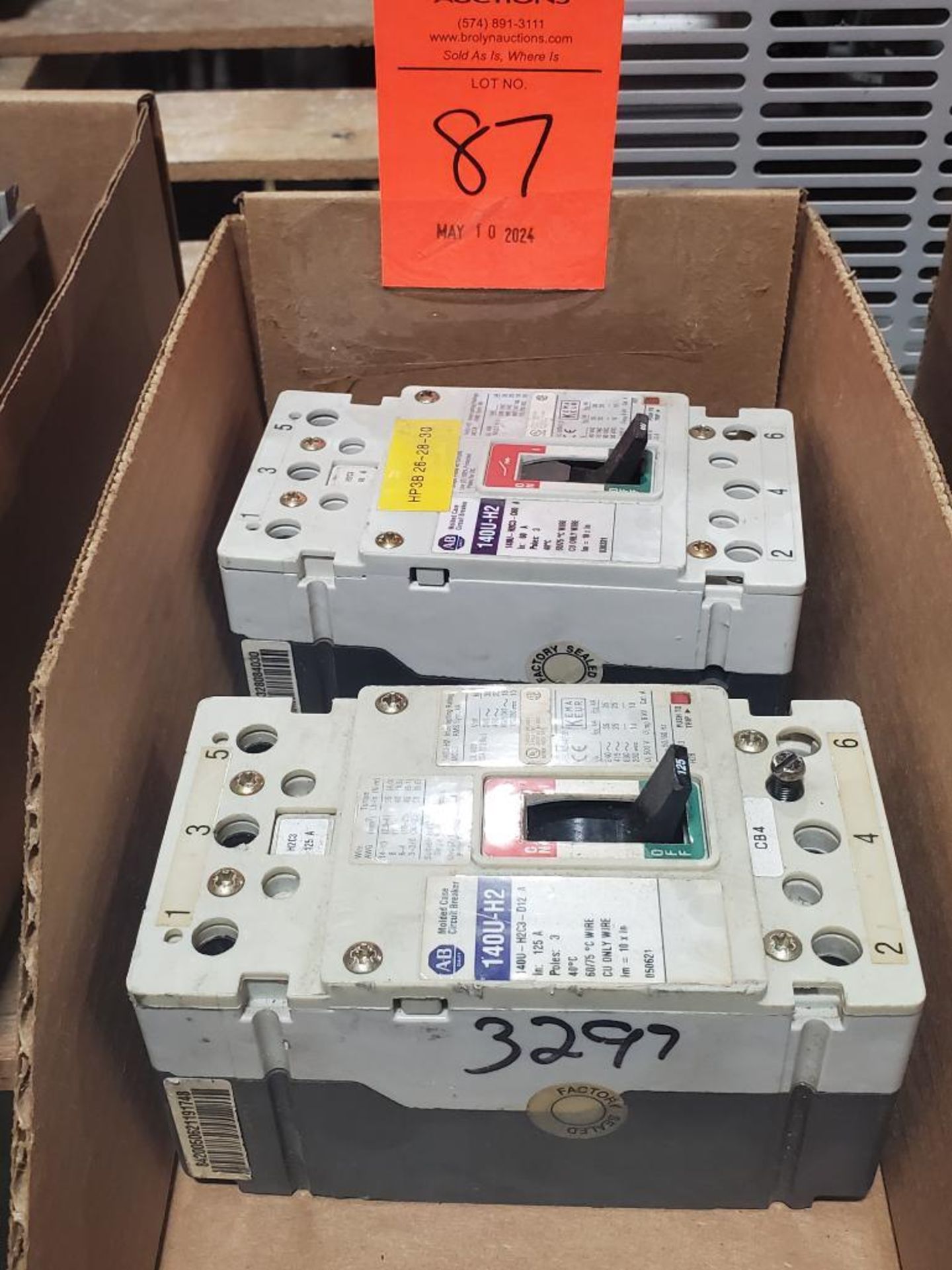 Qty 2 - Allen Bradley molded case circuit breaker. 140U-H2. 125AMP.