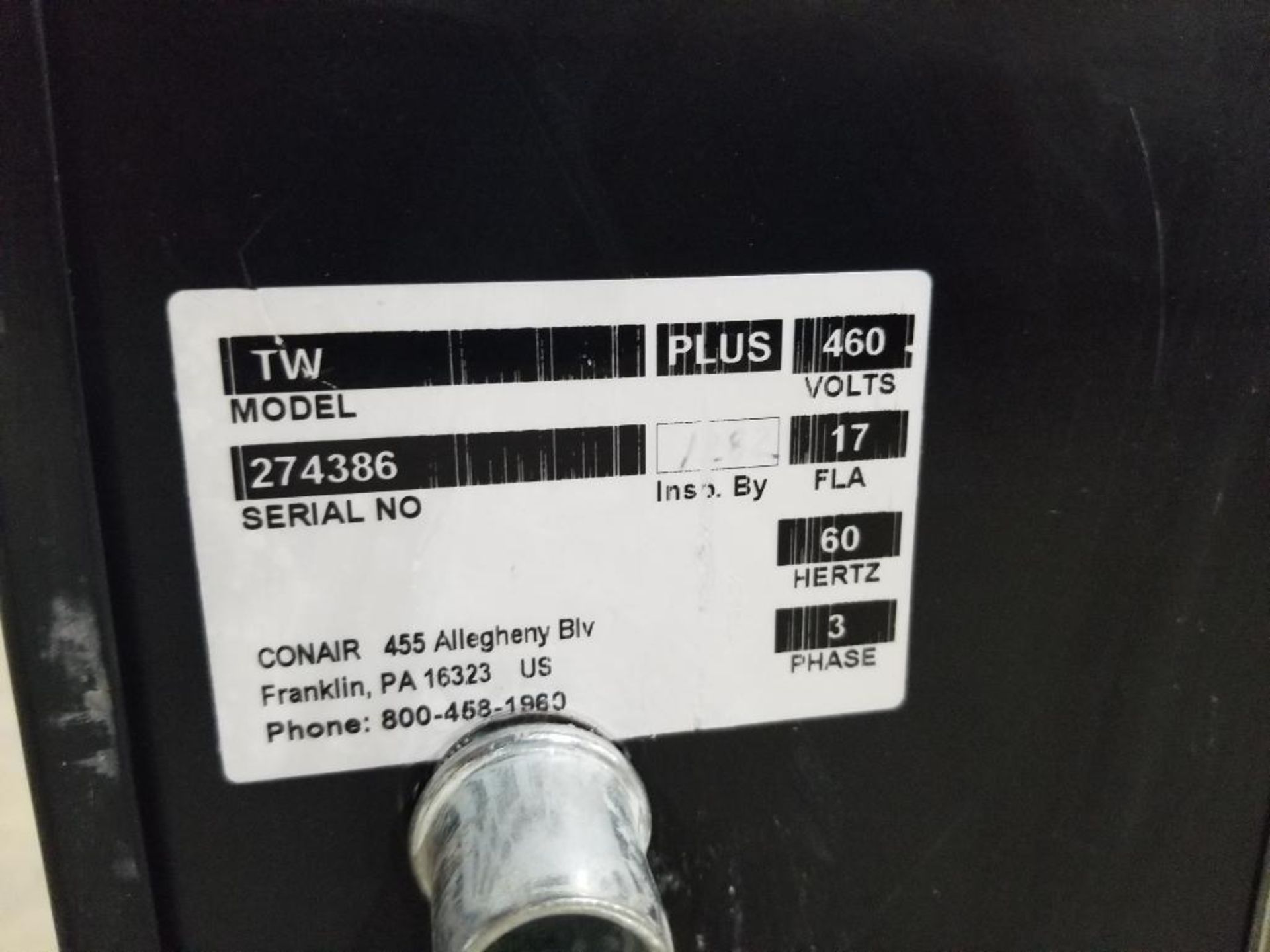 Conair Thermolator TW-PLUS. 3PH 460V. - Image 3 of 7