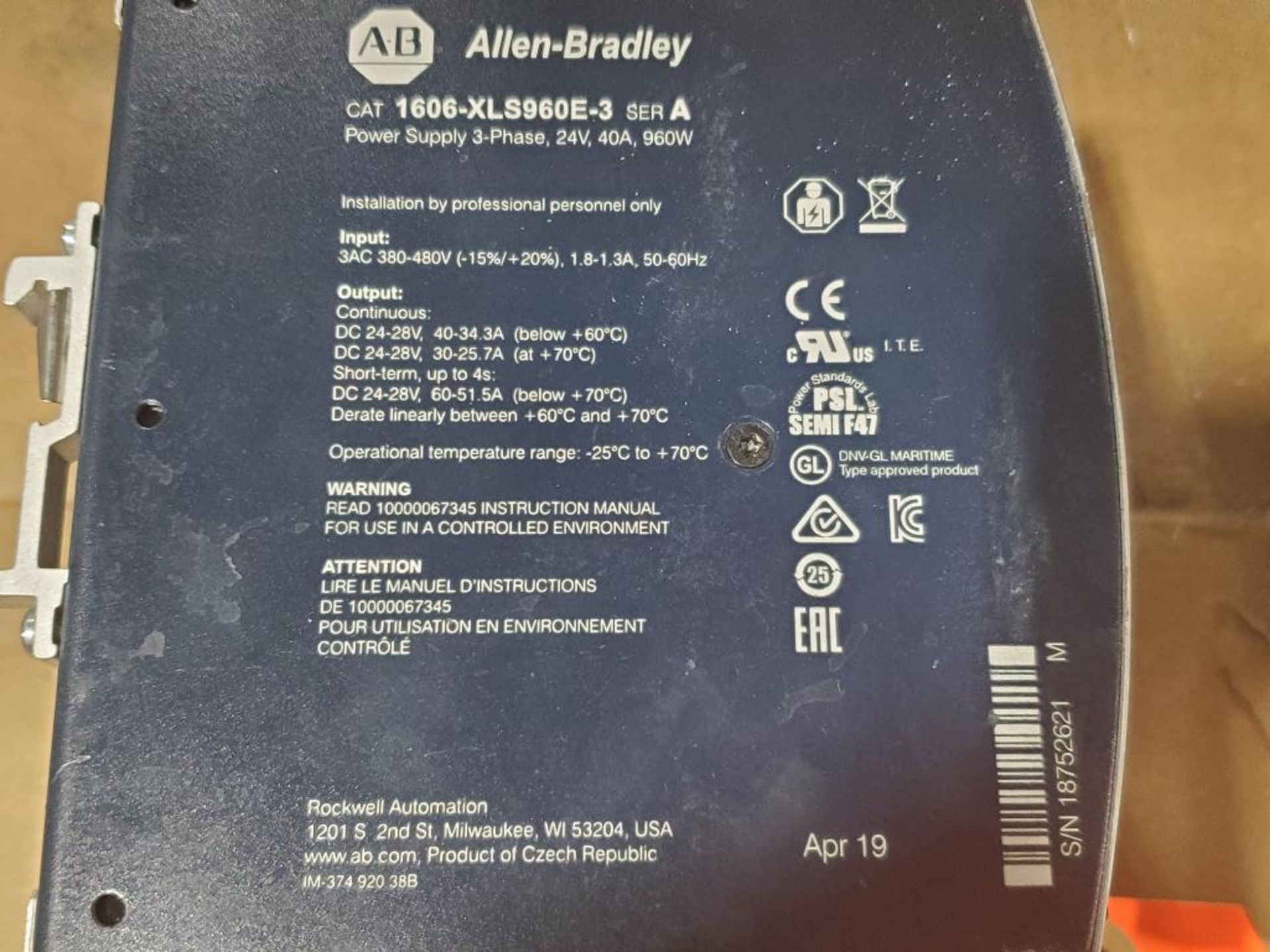 Qty 2 - Allen Bradley 1606-XLS power supply. - Image 6 of 6