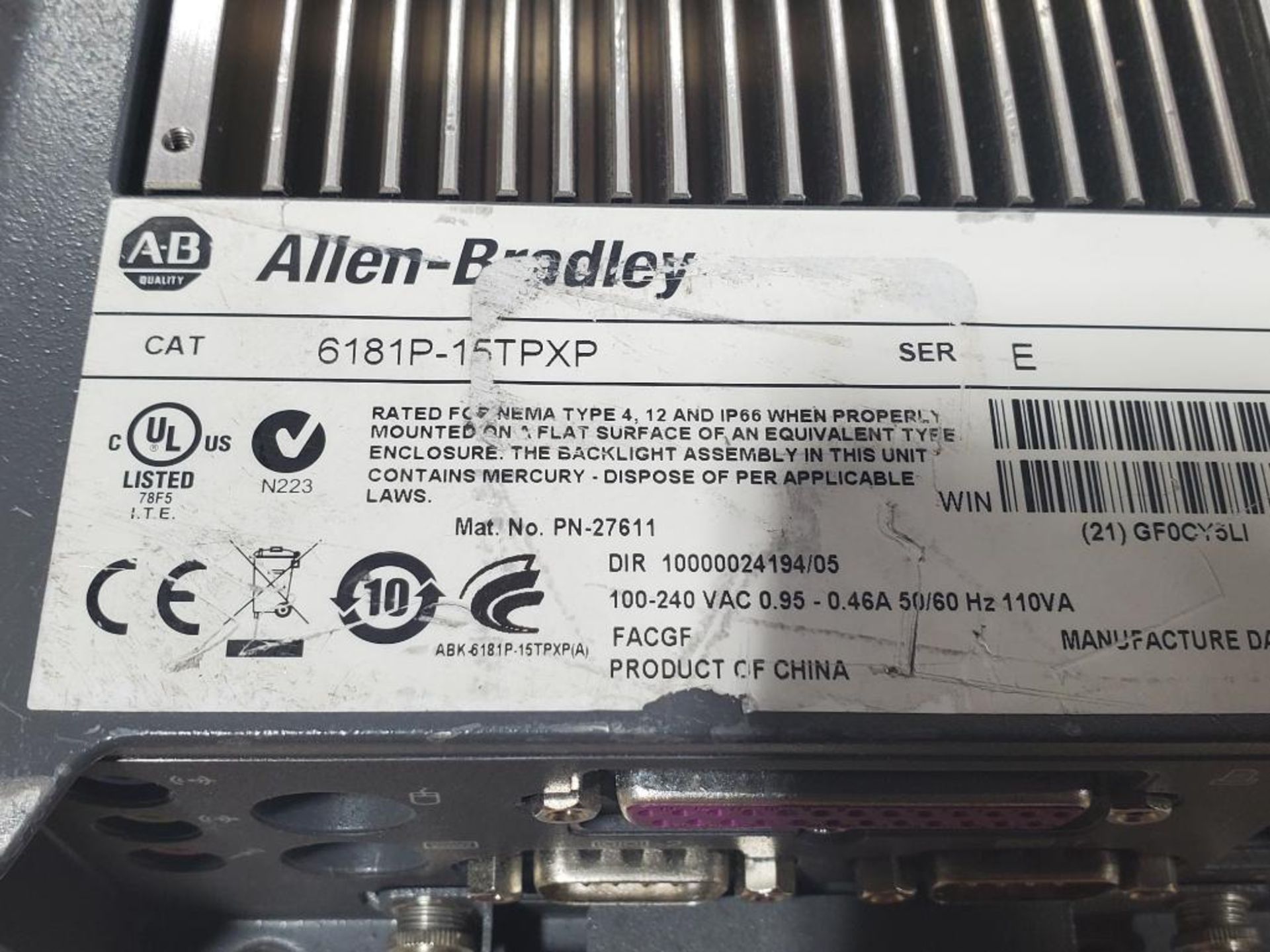 Allen Bradley 6181P-15TPXP industrial computer. - Image 5 of 9