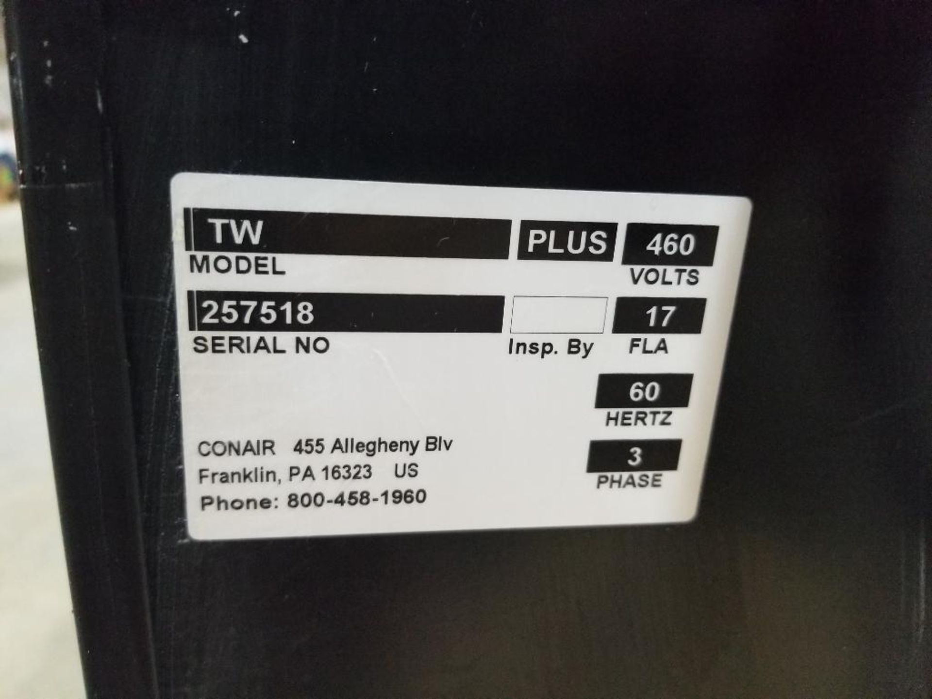 Conair Thermolator TW-PLUS. 3PH 460V. - Image 3 of 8