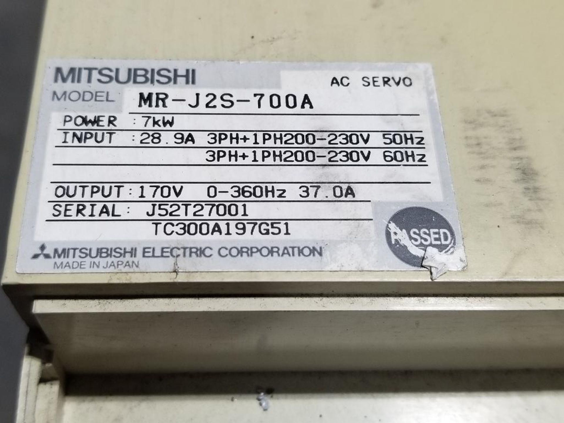 7kW Mitsubishi MR-J2S-700A AC servo drive. - Image 4 of 7