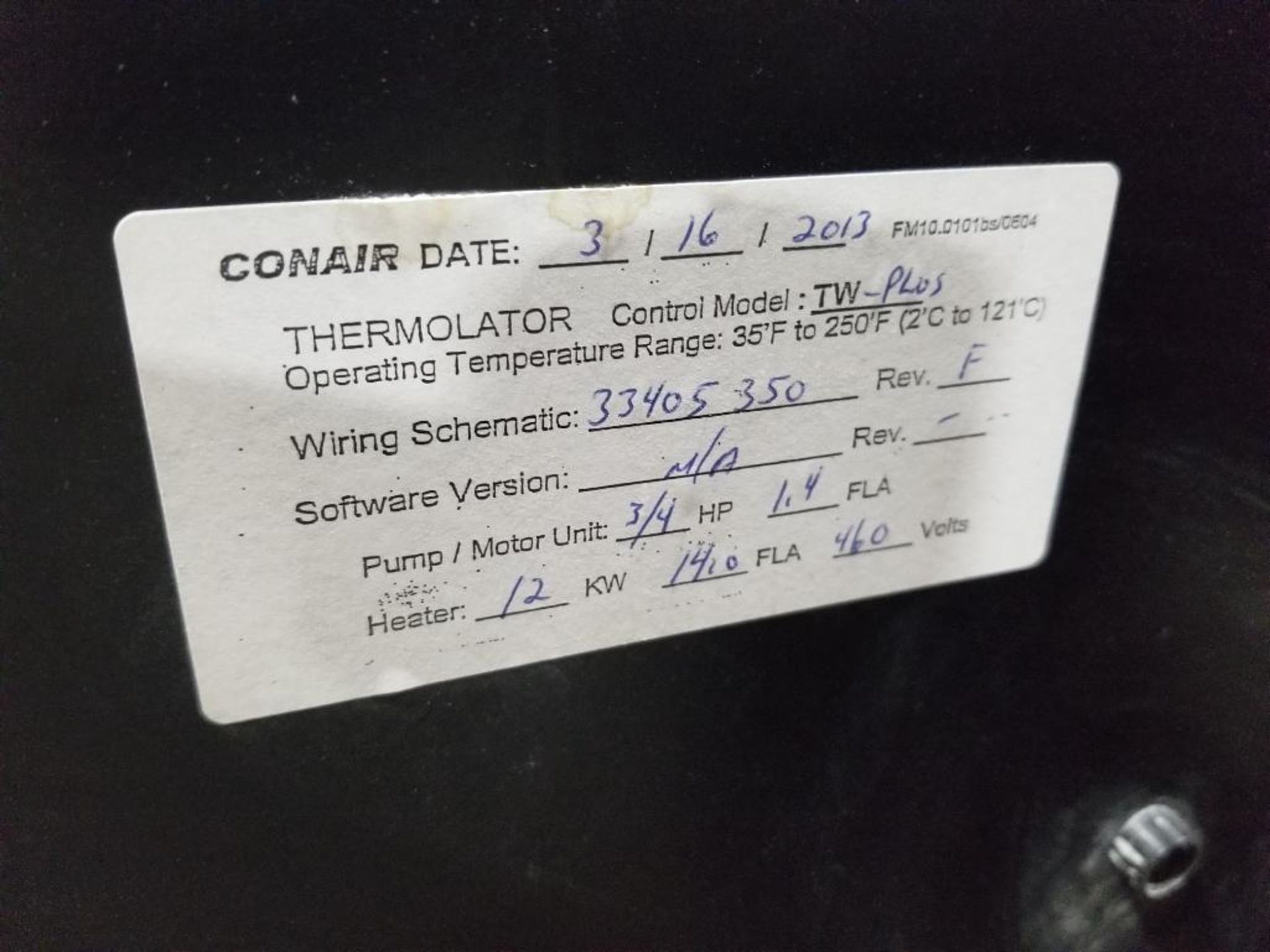 Conair Thermolator TW-PLUS. 3PH 460V. - Image 6 of 8