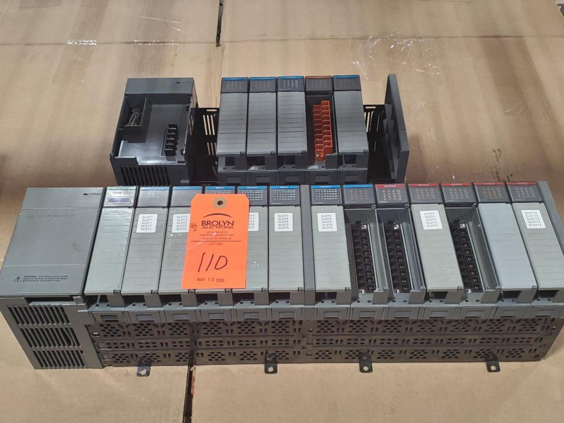 Assorted Allen Bradley SLC500 programmable controller rack.