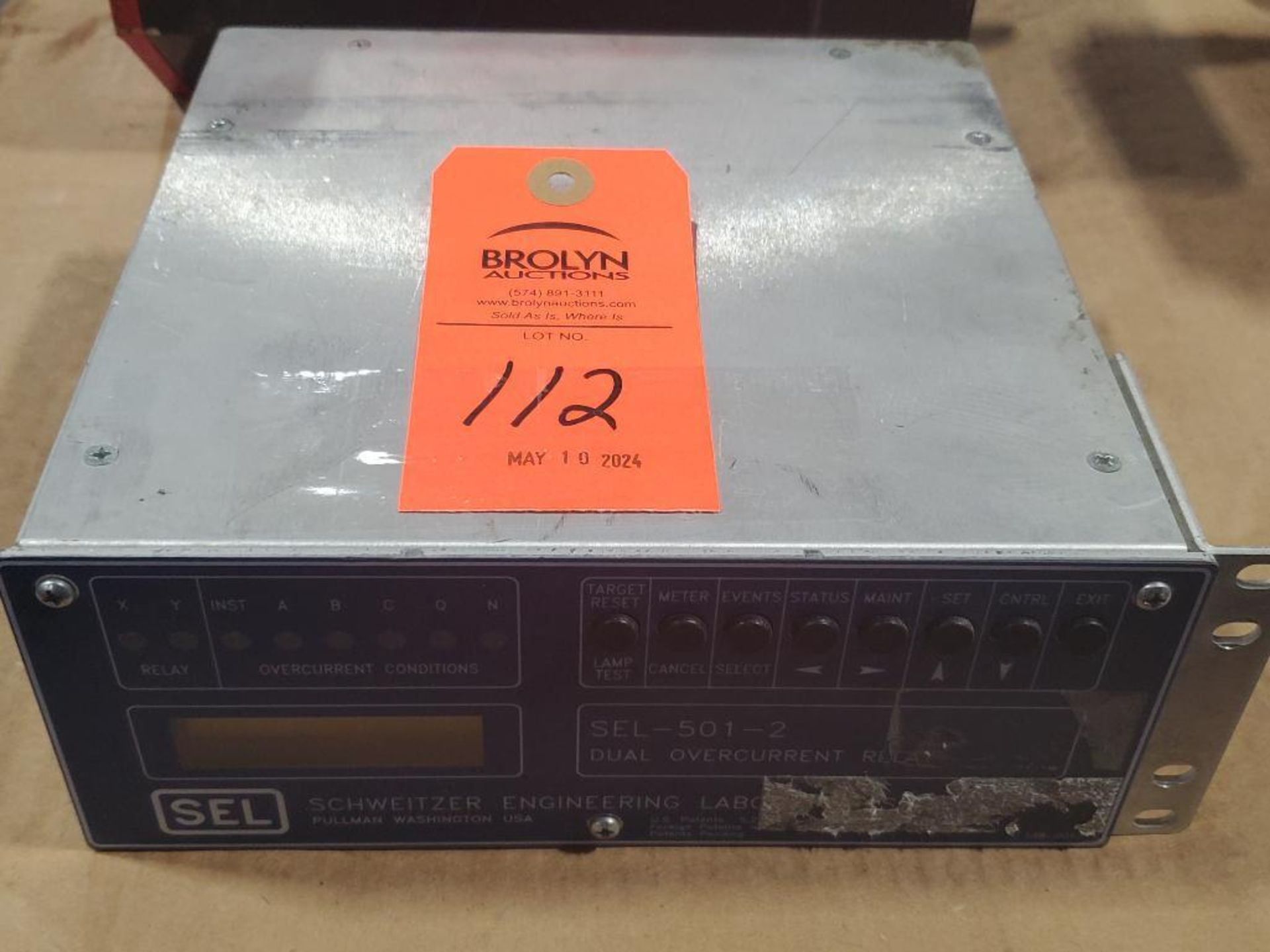 SEL Schweitzer Engineering Laboratories SEL-501-2 dual overcurrent relay. P/N: 0501203X561XXB.