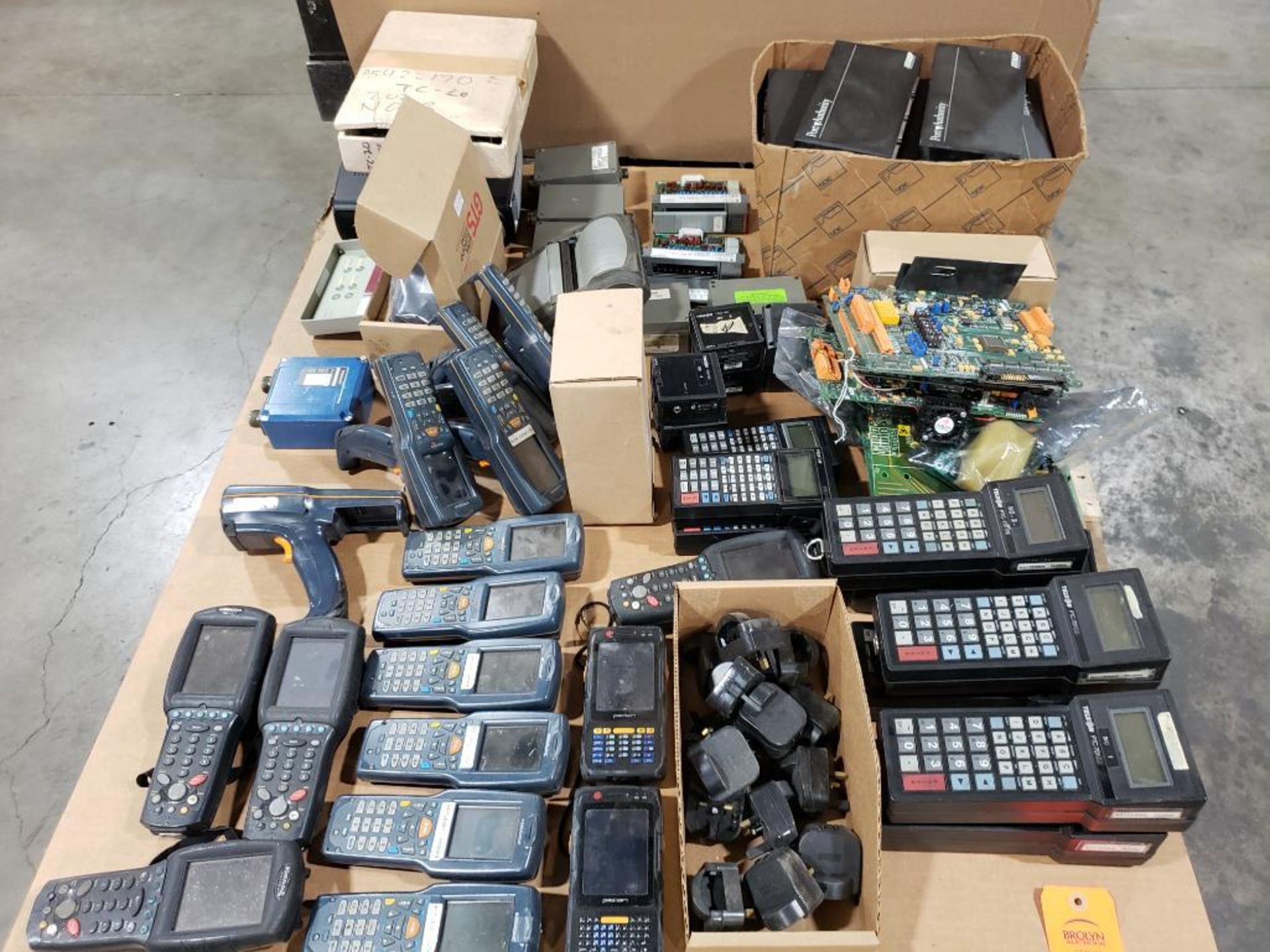 Pallet of assorted scanners and printers.