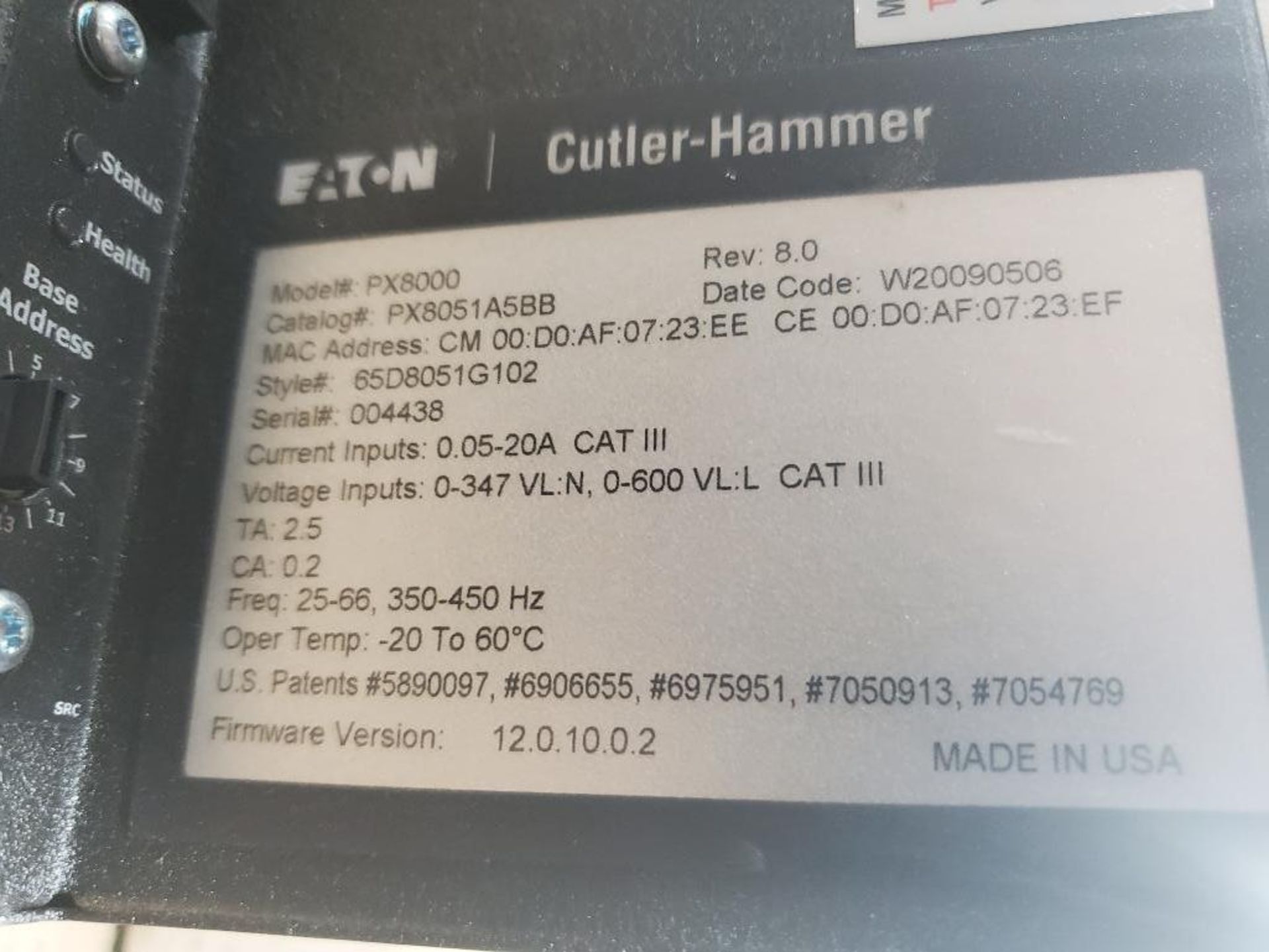 Eaton Cutler Hammer PX8000 Power Xpert Meter. PX8051A5BB. - Image 6 of 6