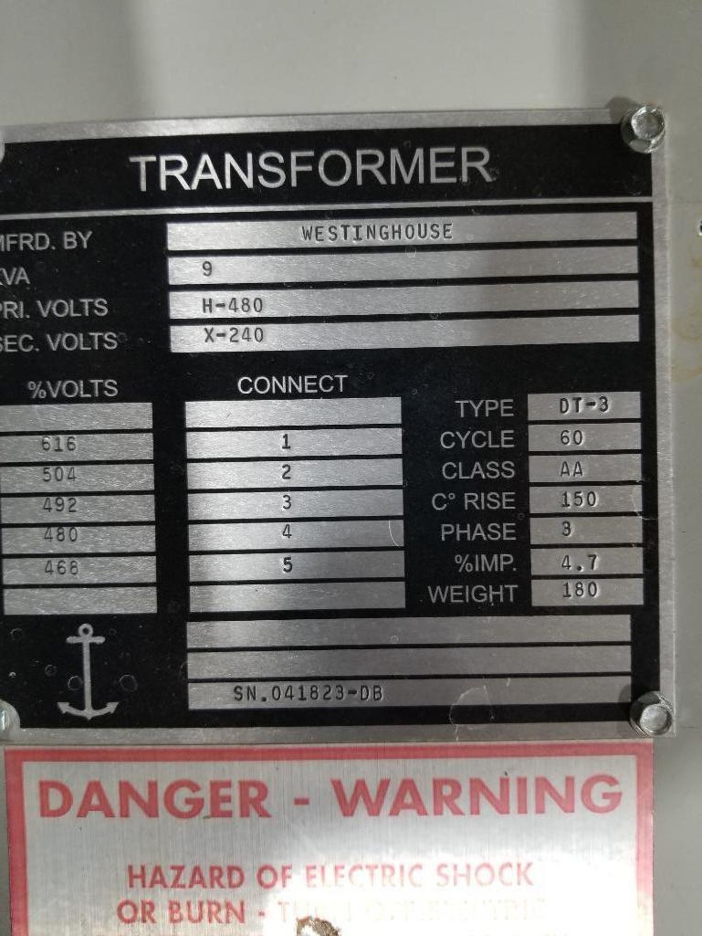 9kWA Westinghouse transformer. Type: DT-3. 3PH, 480V. - Image 3 of 11