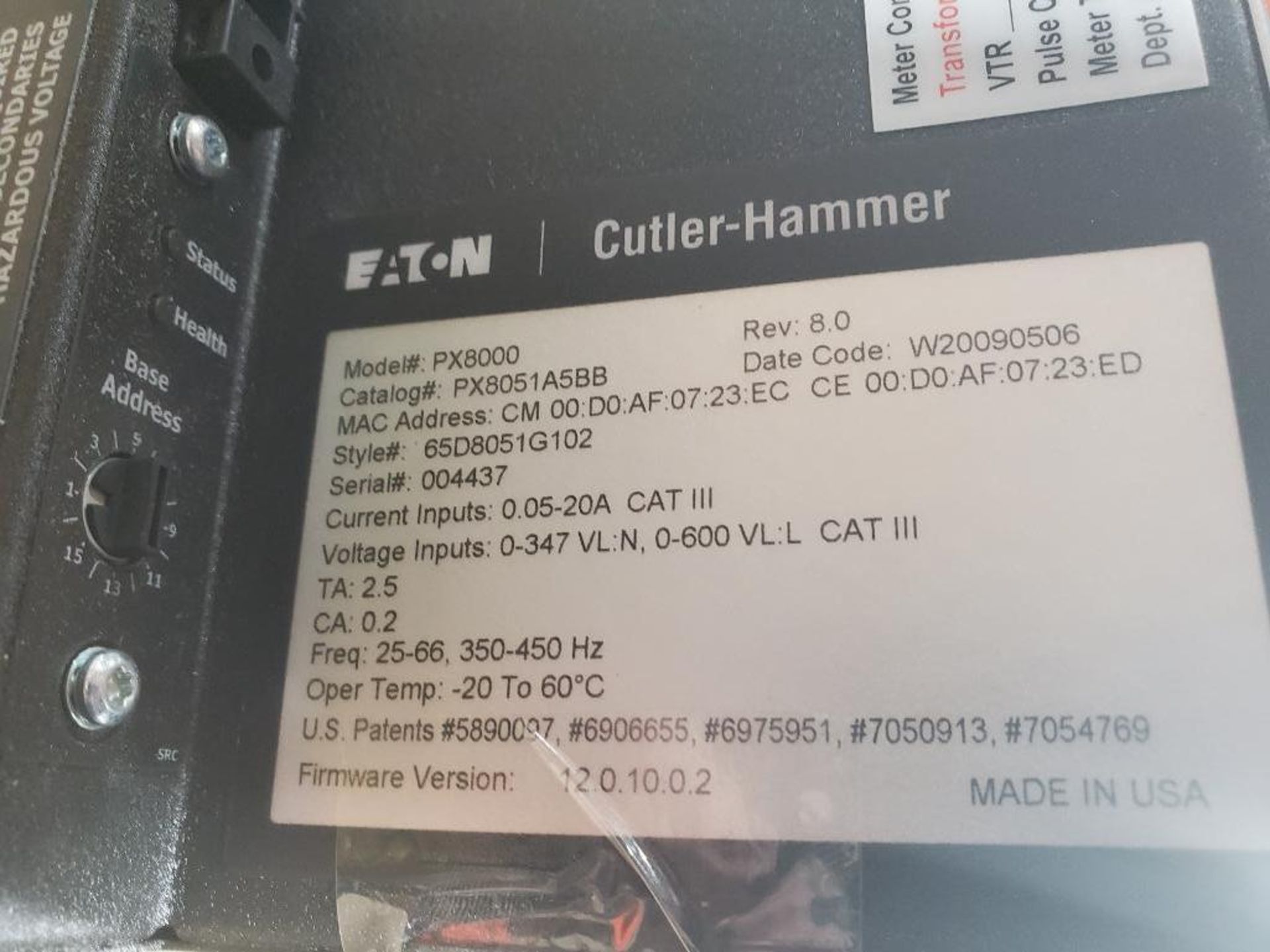 Eaton Cutler Hammer PX8000 Power Xpert Meter. PX8051A5BB. - Image 6 of 6