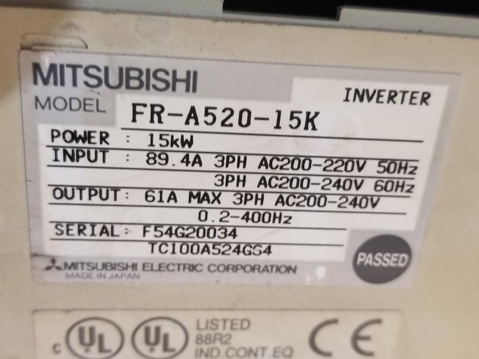 15kW Mitsubishi Freqrol-A500 inverter drive. FR-A520-15K. - Image 6 of 6