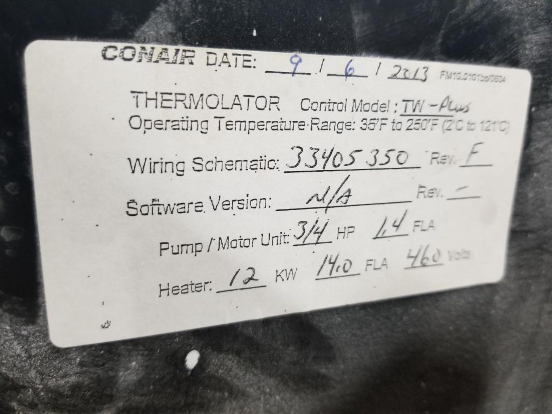 Conair Thermolator TW-PLUS. 3PH 460V. - Image 7 of 11