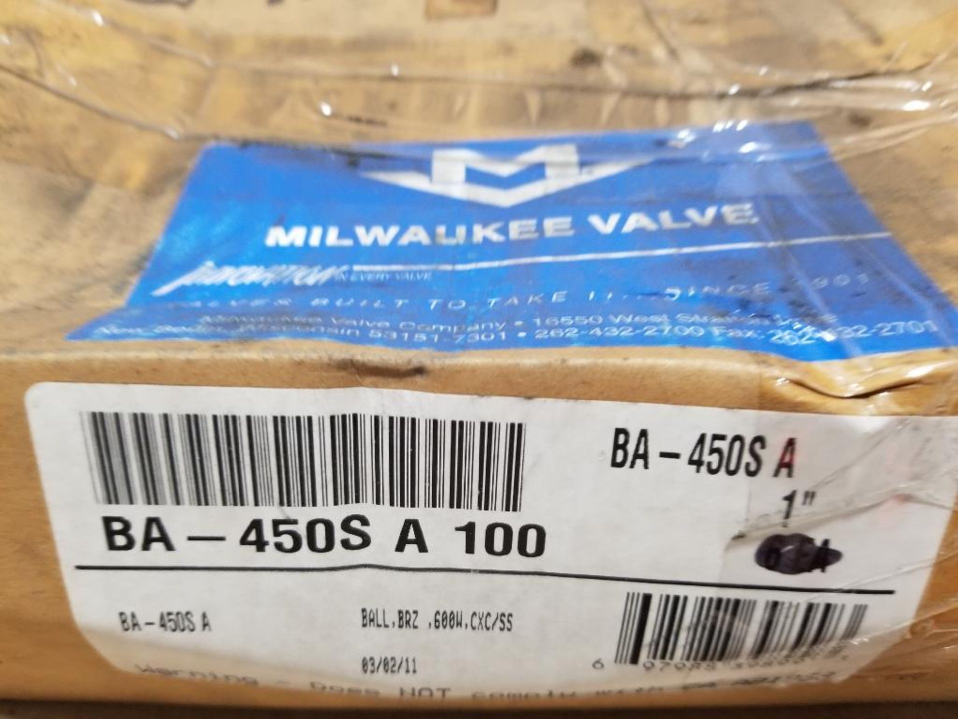 Qty 10 - Milwaukee bronze ball valve. BA-450SA100. - Image 3 of 5