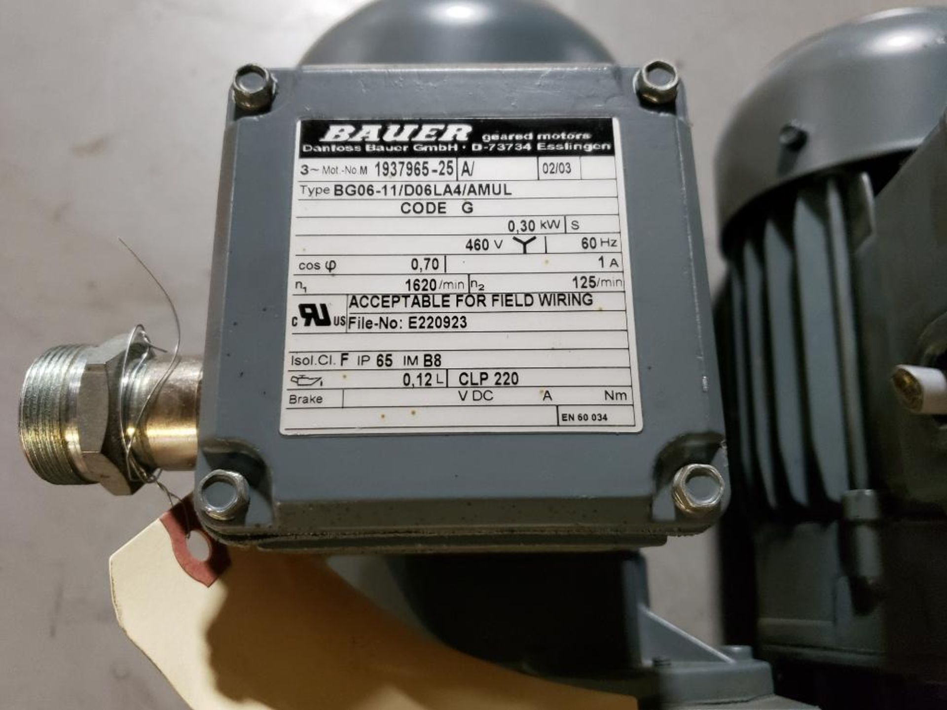 Qty 3 - Bauer gear motors. Type BG06-11/D06LA4/AMUL. - Image 4 of 5