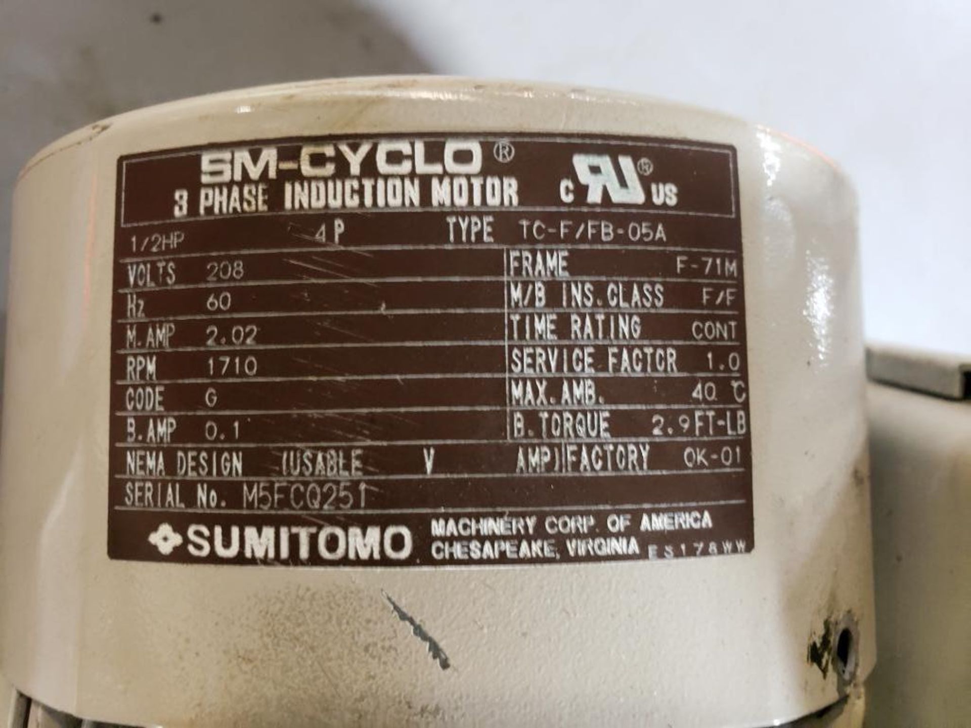 Qty 3 - SM-Cyclo Sumitomo Hyponic gear motor drive. - Image 8 of 9