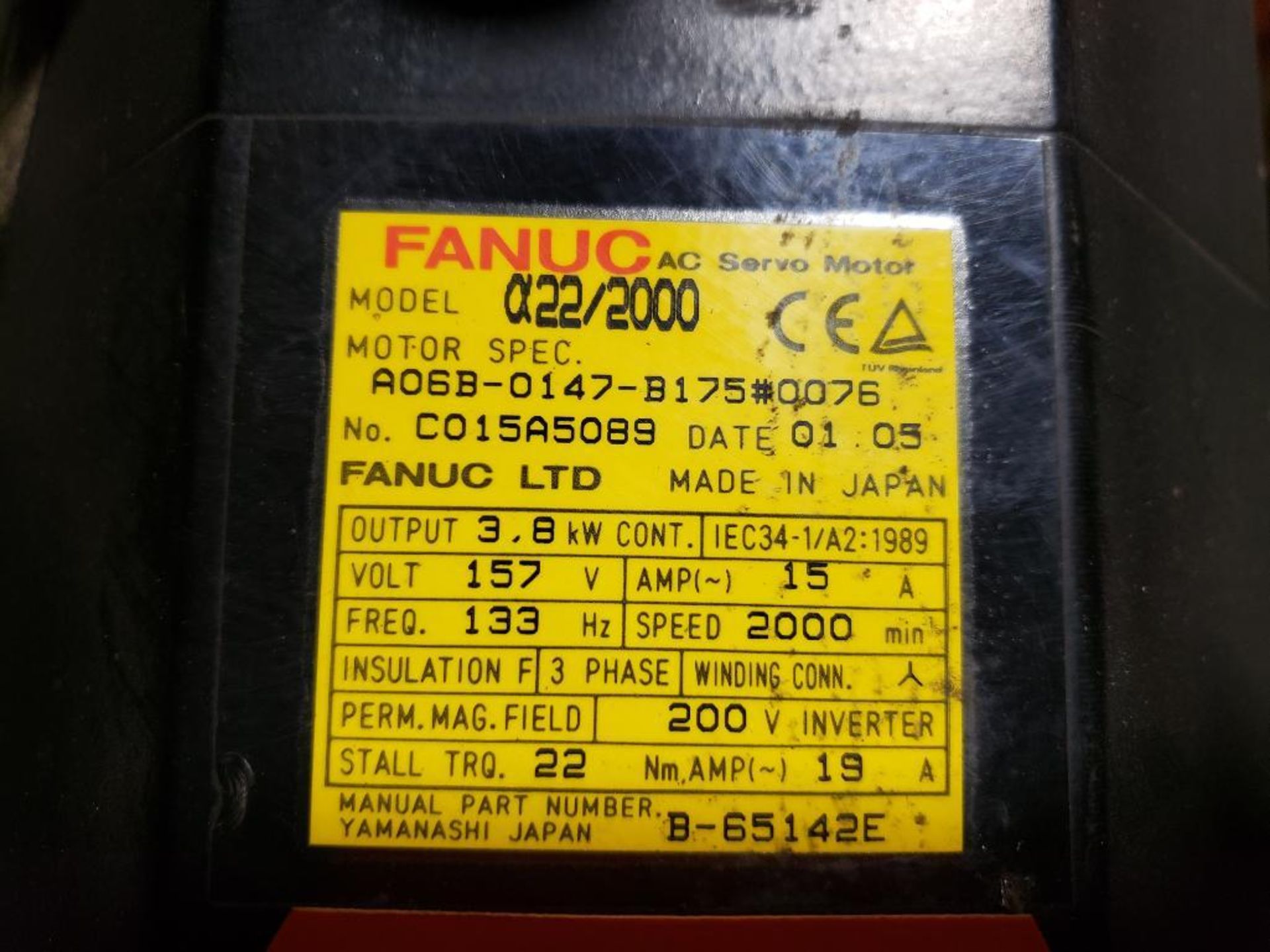 Fanuc AC servo motor. Part number A06B-0147-B175. - Image 2 of 3